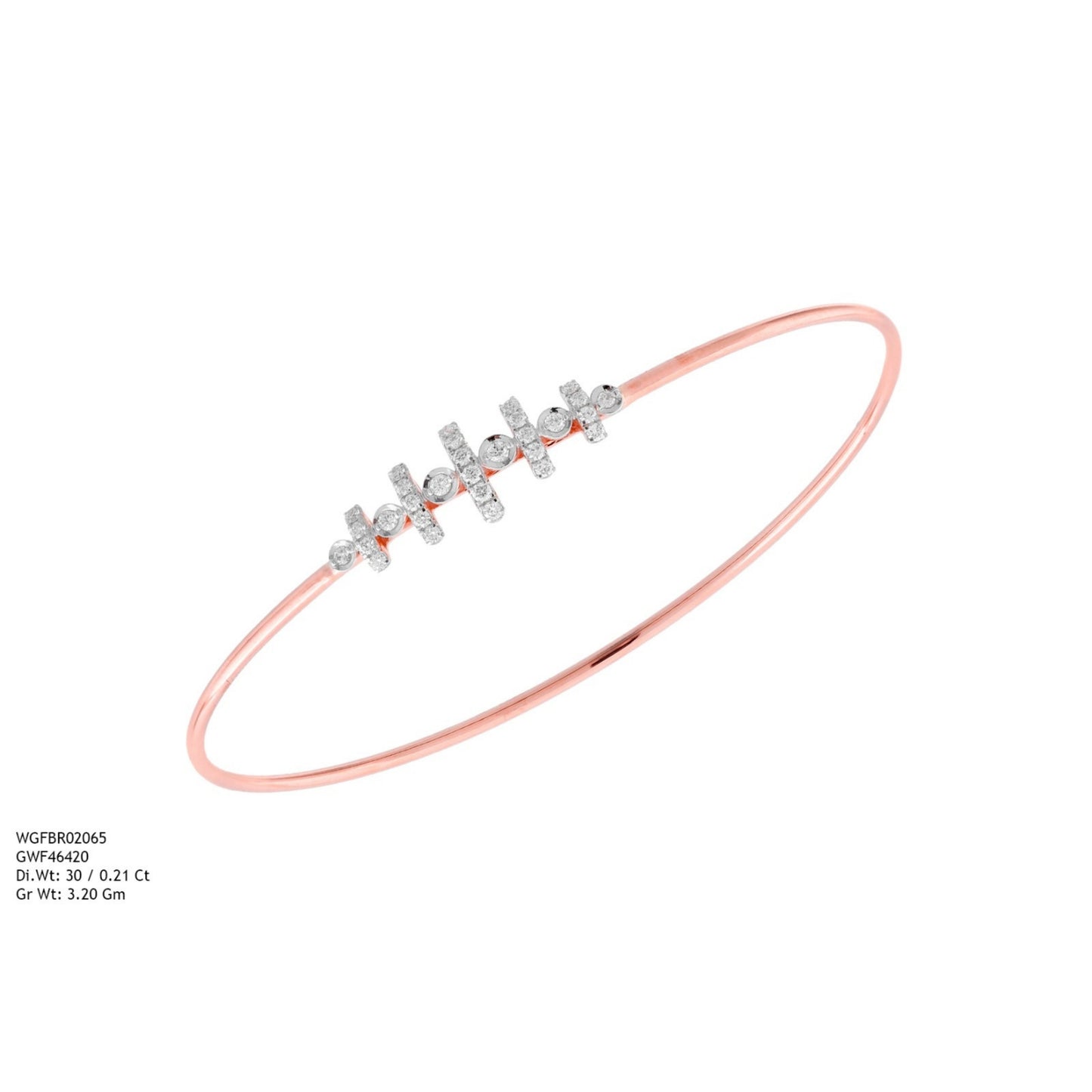 Diamond BANGLE With 3.2 Gms of 18 Kt Gold and 0.21 Cts of Certified Natural Diamonds Code: MJ26BG711