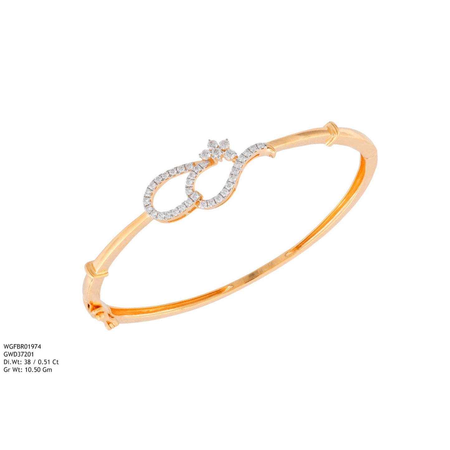 Diamond BANGLE With 10.5 Gms of 18 Kt Gold and 0.51 Cts of Certified Natural Diamonds Code: MJ26BG685