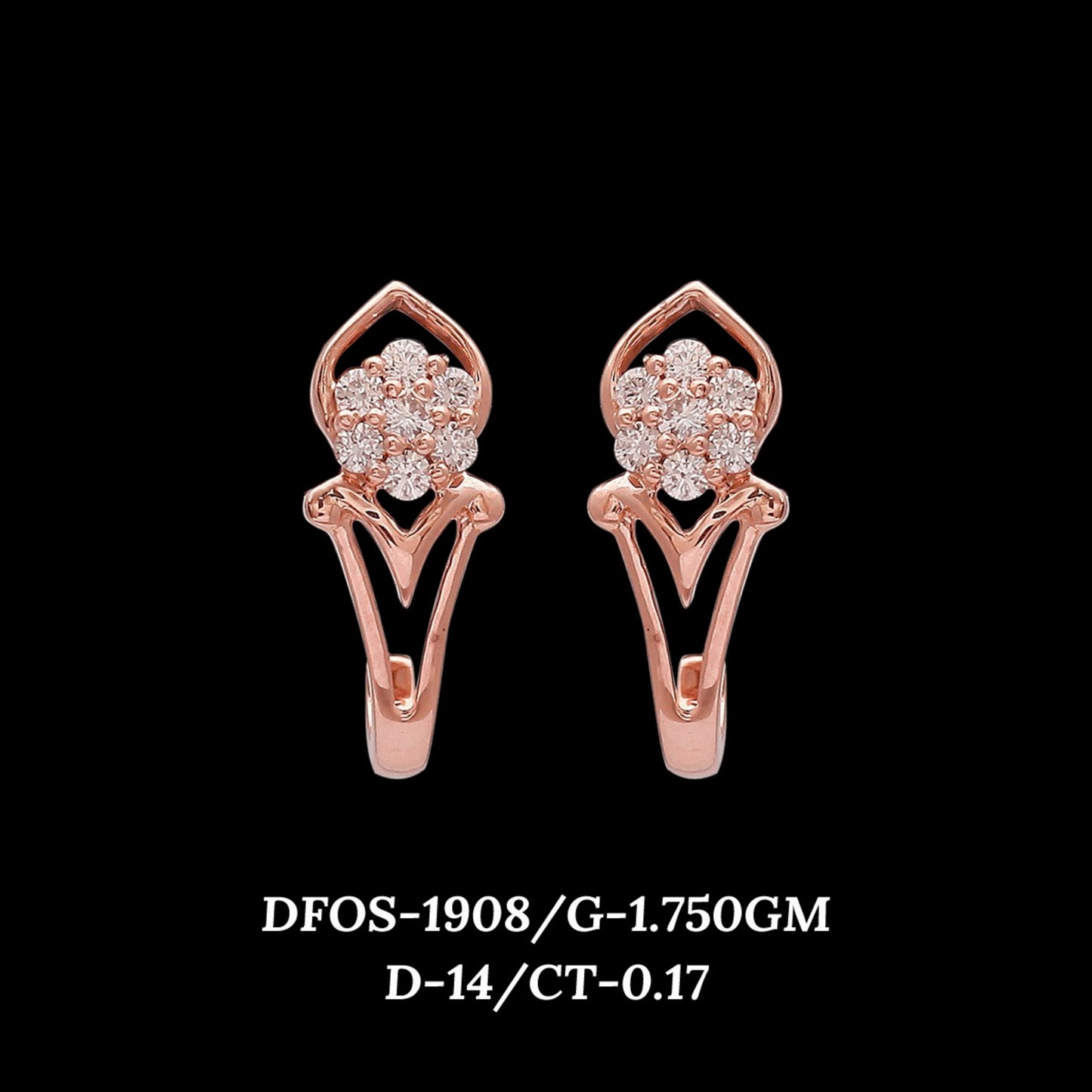 Diamond EARRING With 1.75 Gms of 18 Kt Gold and 0.17 Cts of Certified Natural Diamonds Code: MJ26ER305