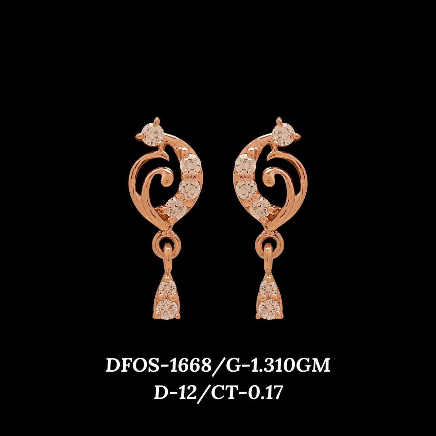 Diamond EARRING With 1.31 Gms of 18 Kt Gold and 0.17 Cts of Certified Natural Diamonds Code: MJ26ER238