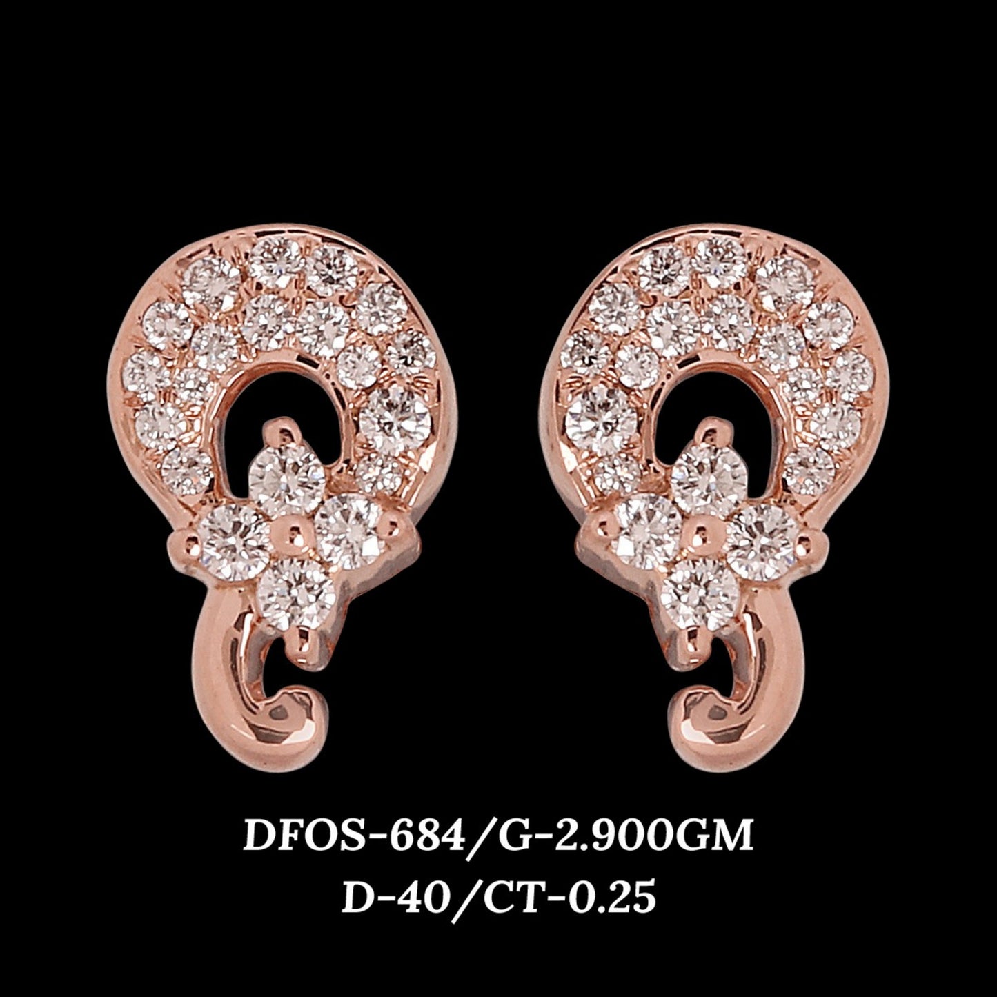 Diamond EARRING With 2.9 Gms of 18 Kt Gold and 0.25 Cts of Certified Natural Diamonds Code: MJ26ER564