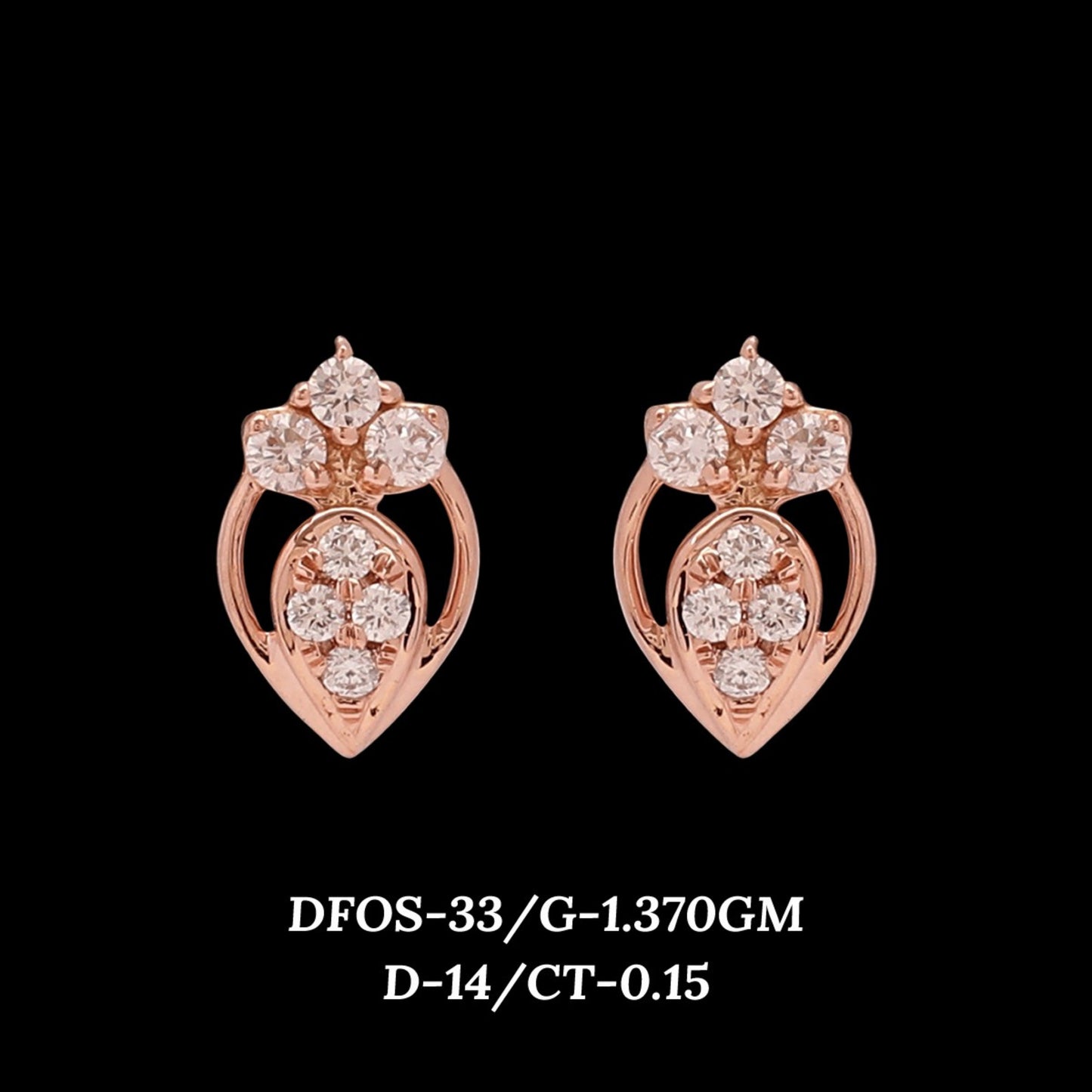 Diamond EARRING With 1.37 Gms of 18 Kt Gold and 0.15 Cts of Certified Natural Diamonds Code: MJ26ER501