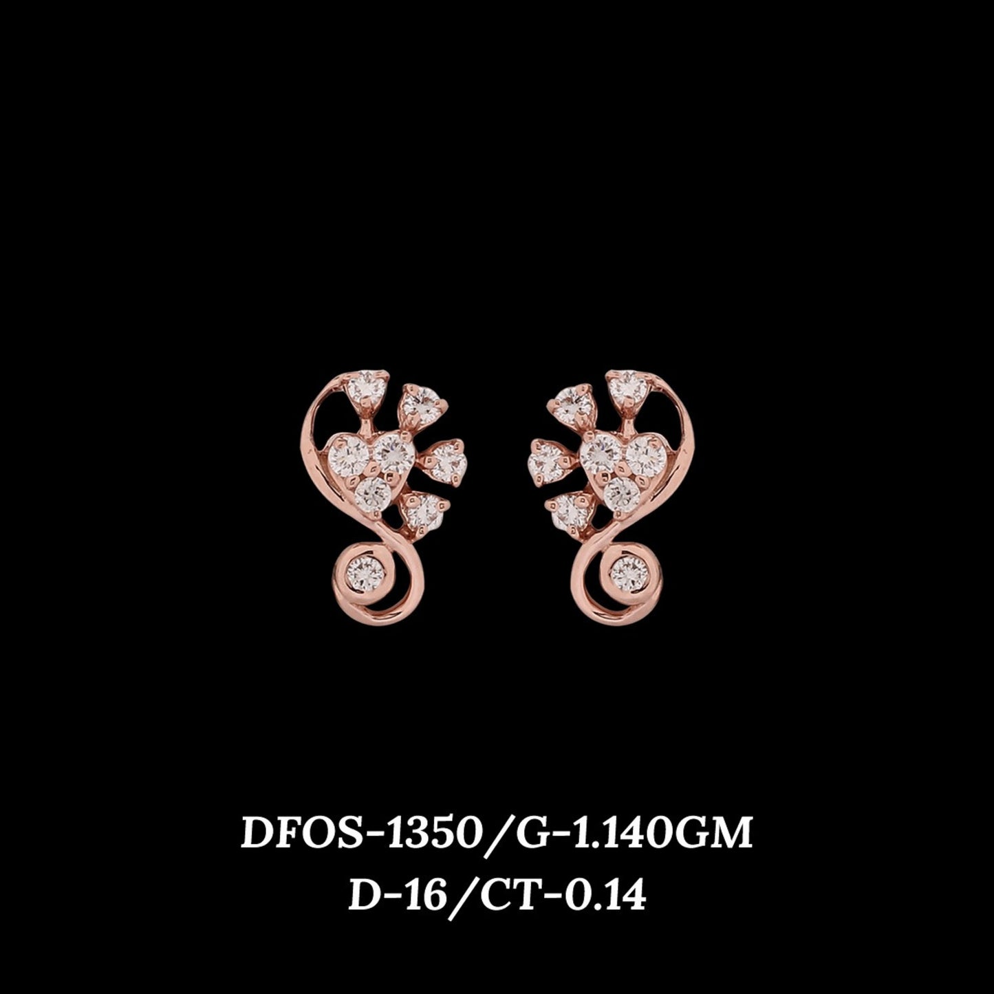 Diamond EARRING With 1.14 Gms of 18 Kt Gold and 0.14 Cts of Certified Natural Diamonds Code: MJ26ER182