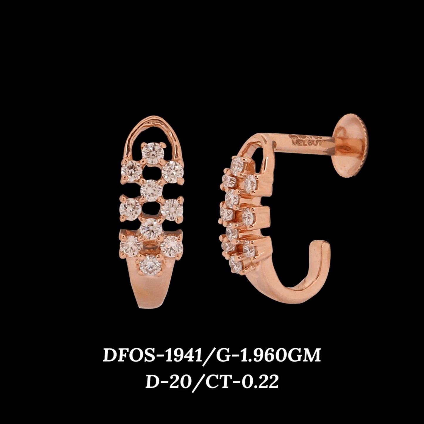 Diamond EARRING With 1.96 Gms of 18 Kt Gold and 0.22 Cts of Certified Natural Diamonds Code: MJ26ER331