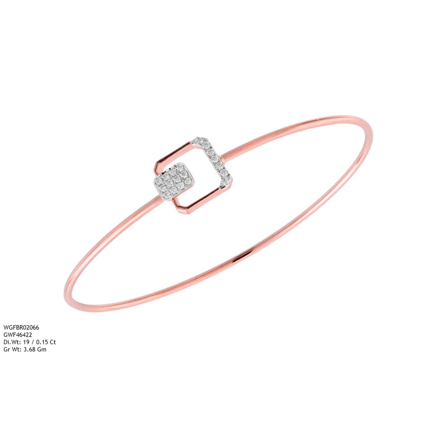Diamond BANGLE With 3.68 Gms of 18 Kt Gold and 0.15 Cts of Certified Natural Diamonds Code: MJ26BG712