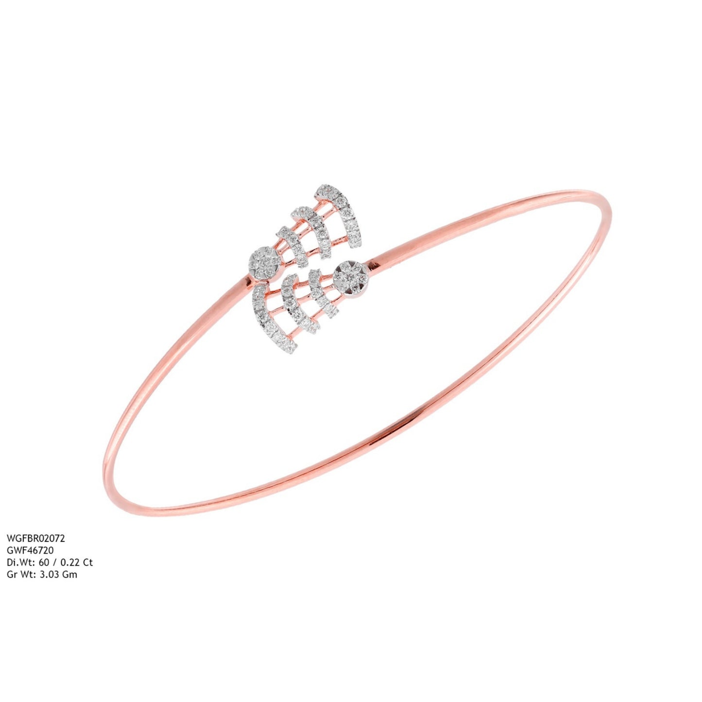 Diamond BANGLE With 3.03 Gms of 18 Kt Gold and 0.22 Cts of Certified Natural Diamonds Code: MJ26BG718