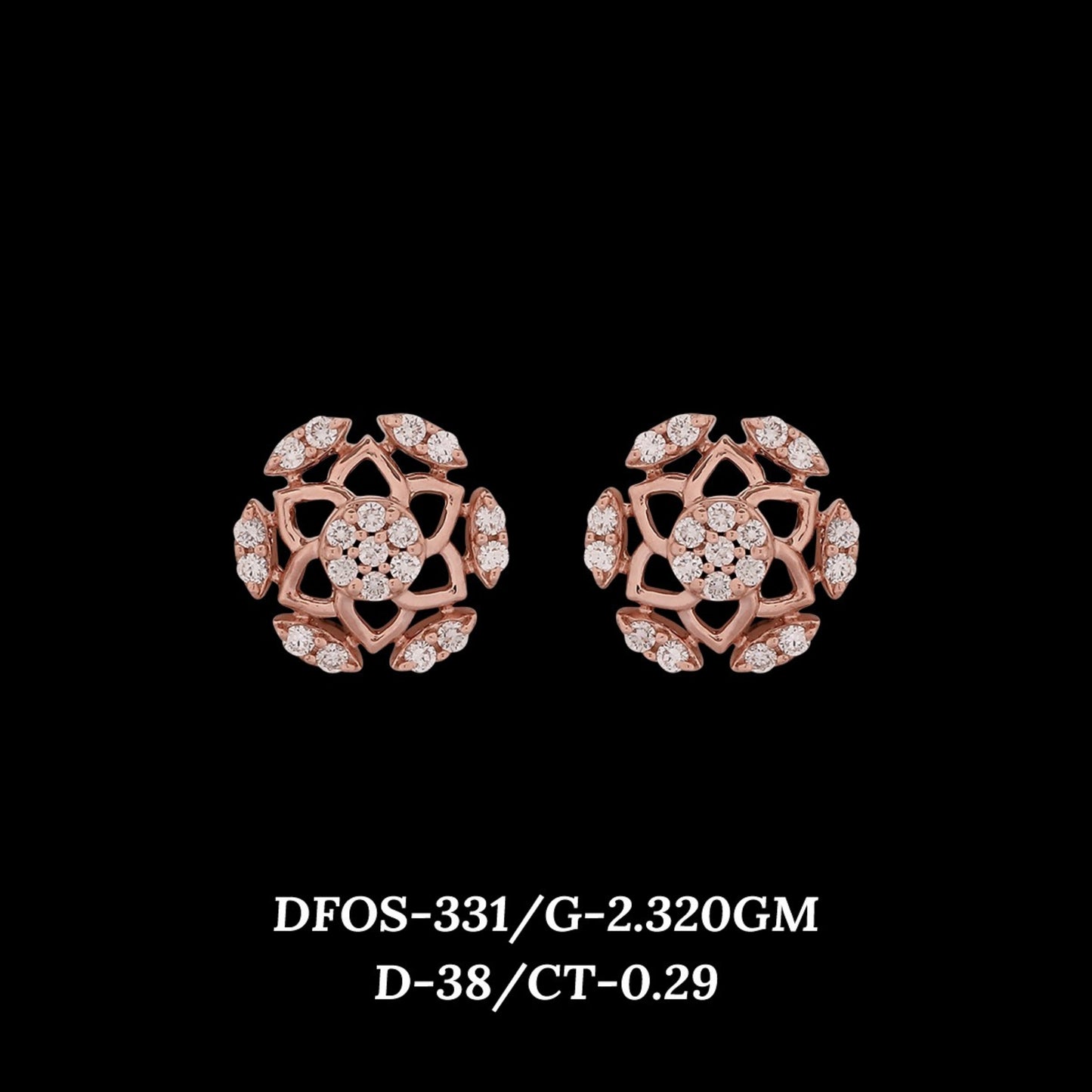 Diamond EARRING With 2.32 Gms of 18 Kt Gold and 0.29 Cts of Certified Natural Diamonds Code: MJ26ER502