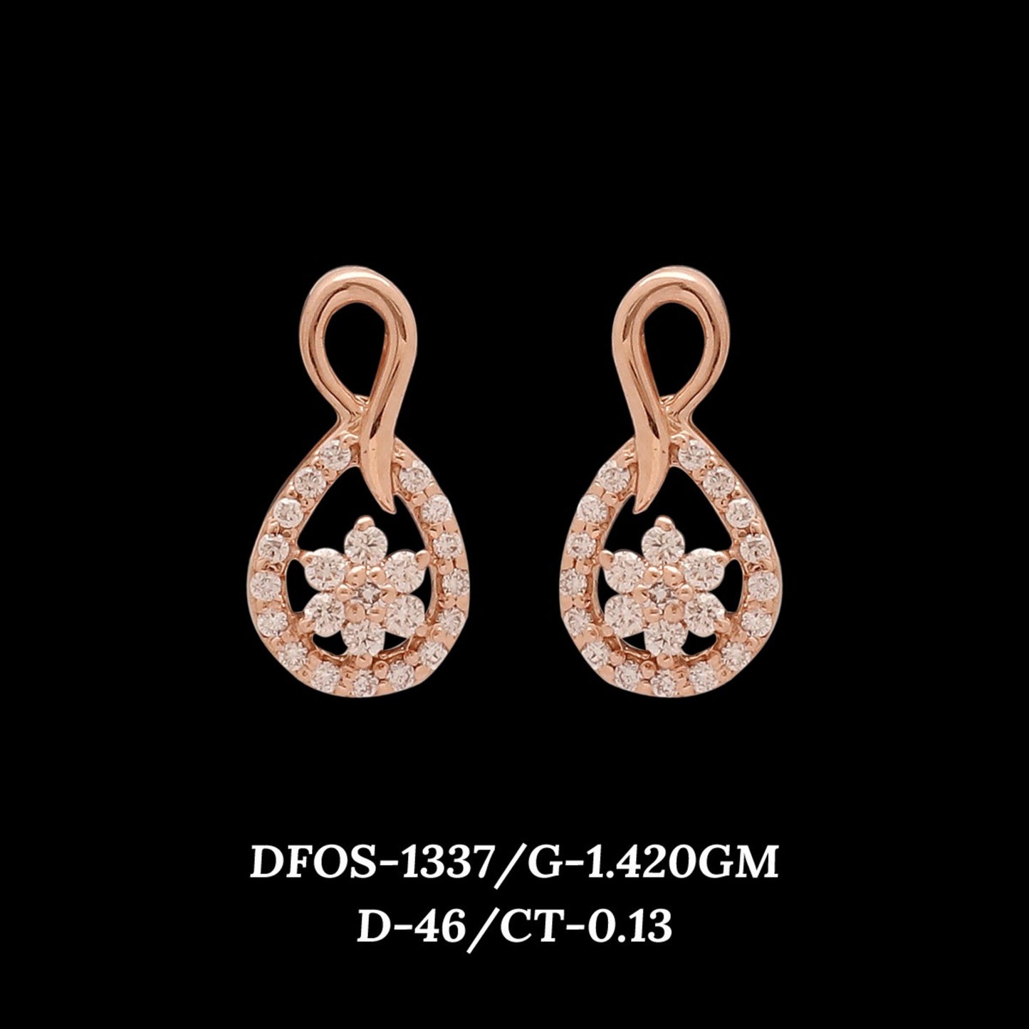 Diamond EARRING With 1.42 Gms of 18 Kt Gold and 0.13 Cts of Certified Natural Diamonds Code: MJ26ER180