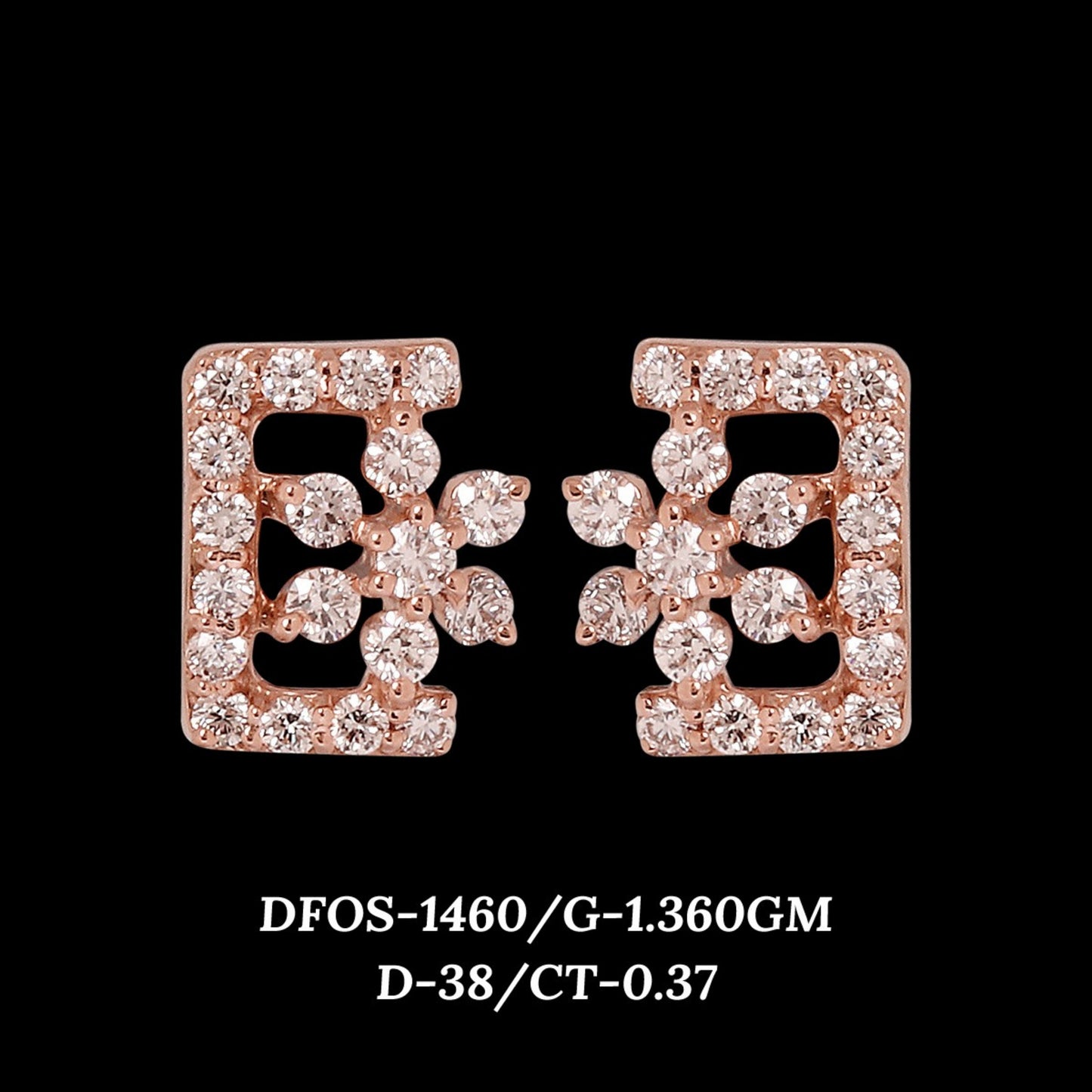 Diamond EARRING With 1.36 Gms of 18 Kt Gold and 0.37 Cts of Certified Natural Diamonds Code: MJ26ER200