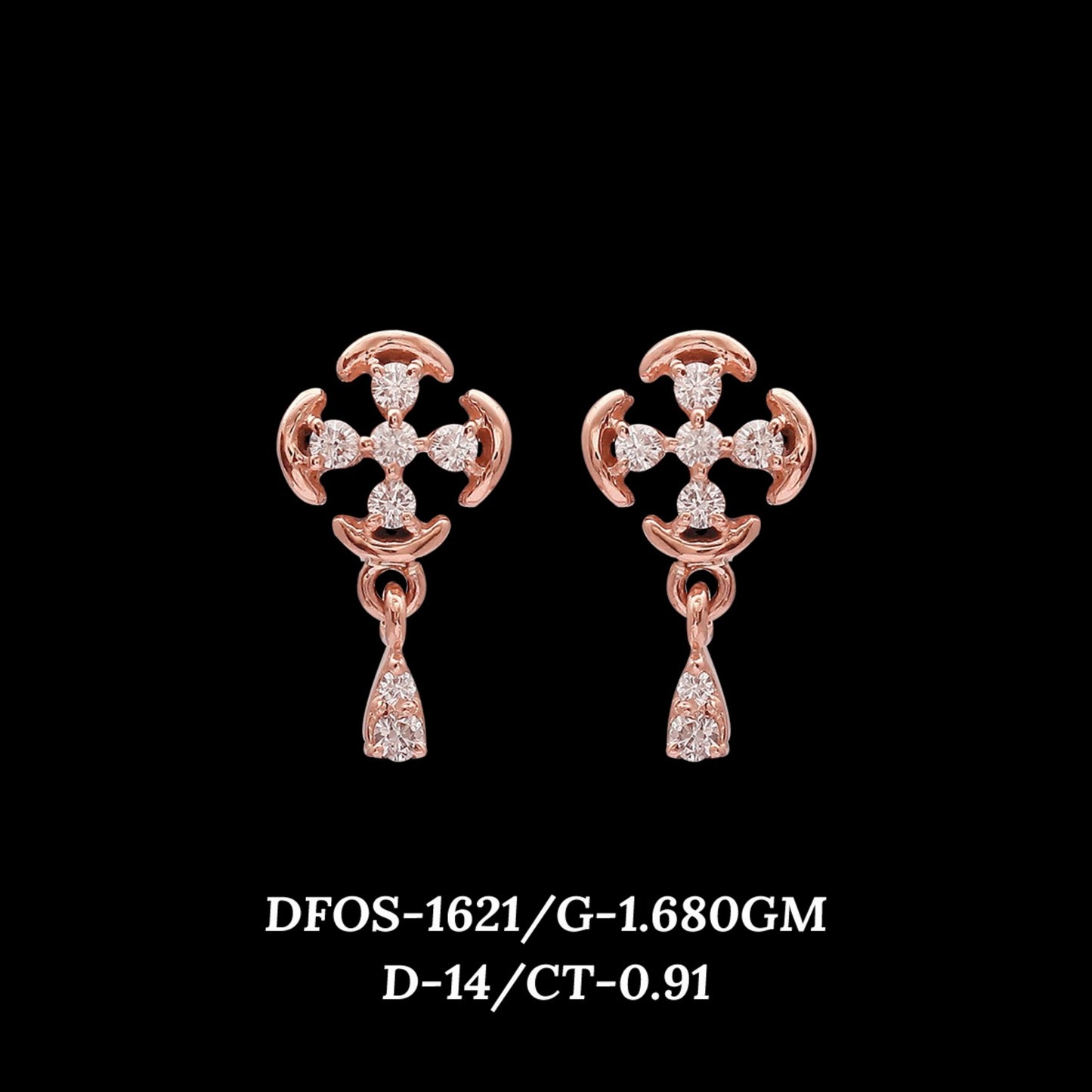 Diamond EARRING With 1.68 Gms of 18 Kt Gold and 0.91 Cts of Certified Natural Diamonds Code: MJ26ER216