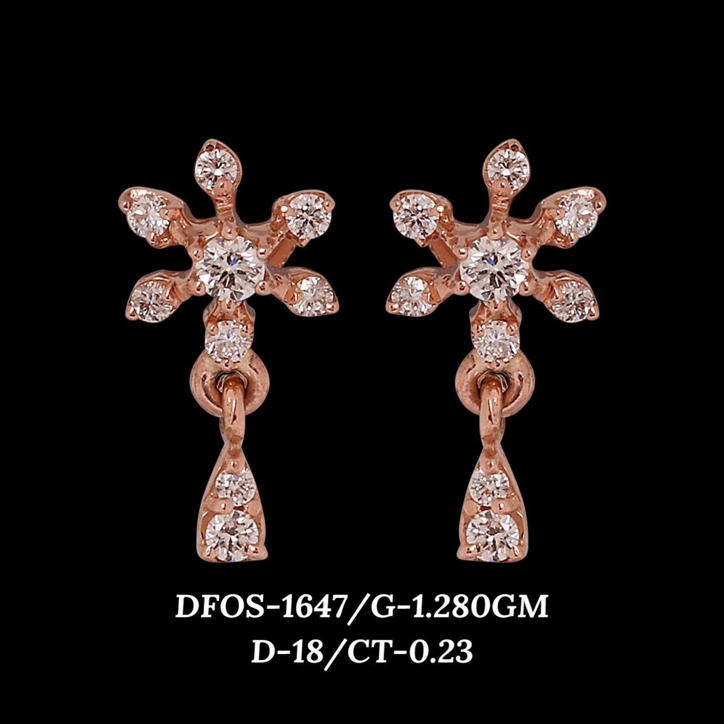 Diamond EARRING With 1.28 Gms of 18 Kt Gold and 0.23 Cts of Certified Natural Diamonds Code: MJ26ER231