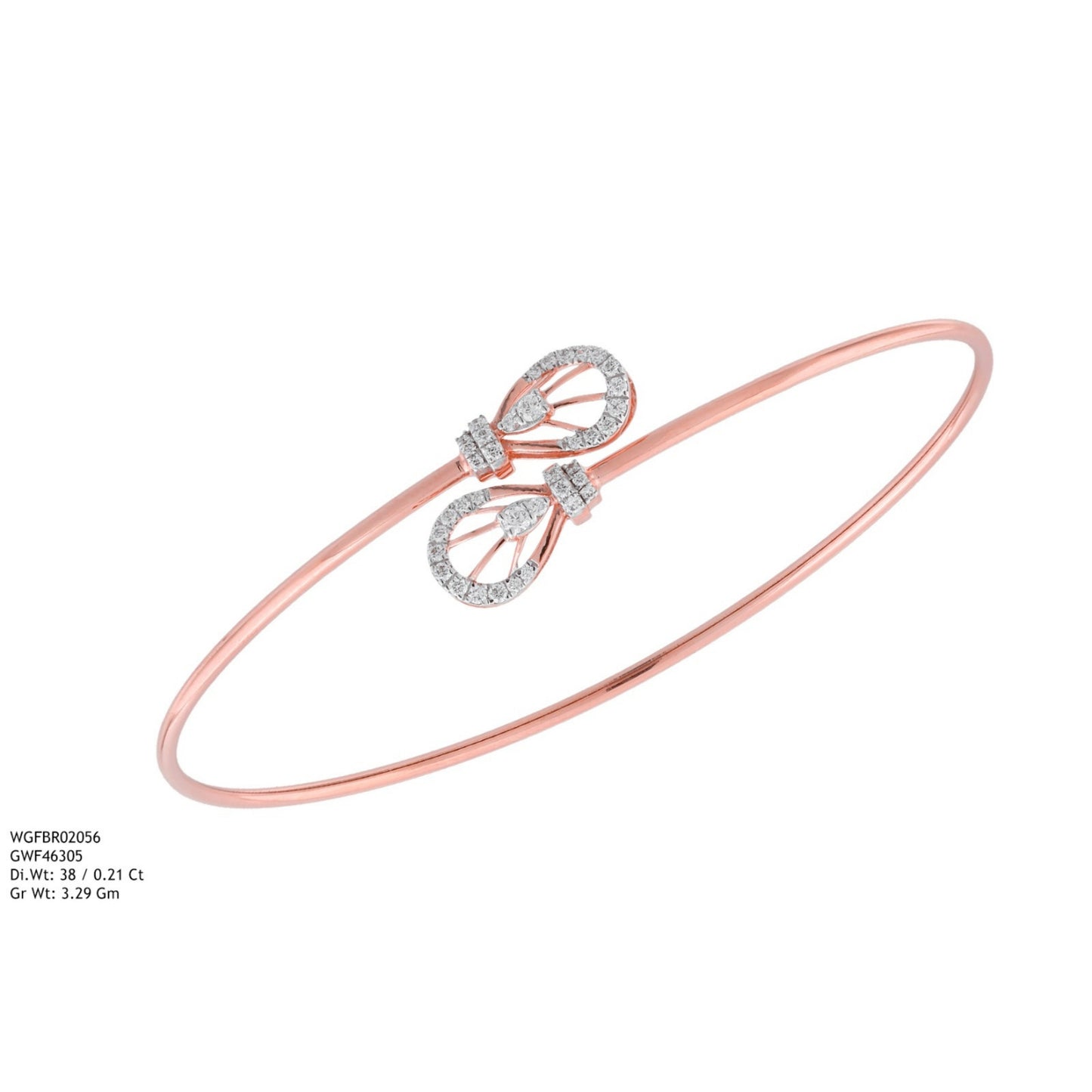 Diamond BANGLE With 3.29 Gms of 18 Kt Gold and 0.21 Cts of Certified Natural Diamonds Code: MJ26BG702