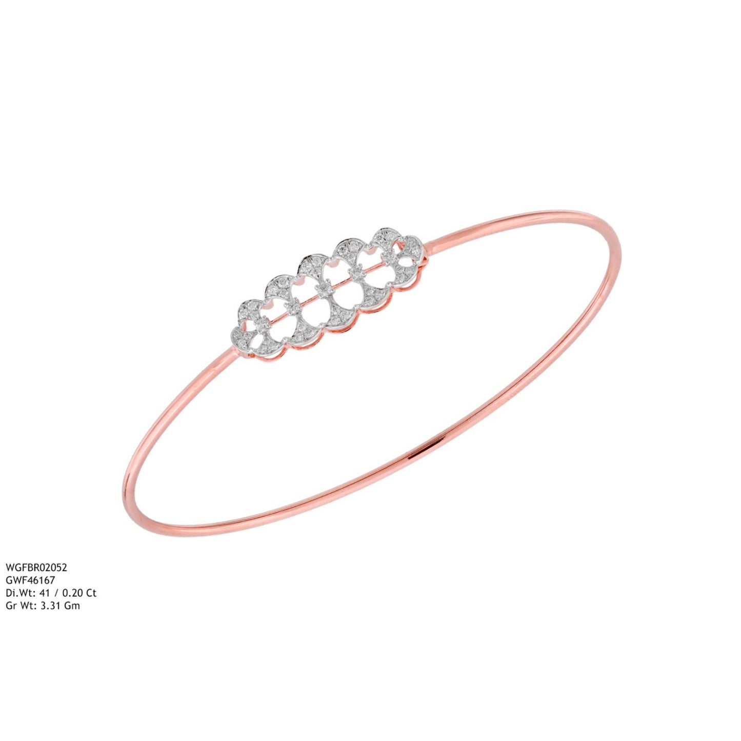Diamond BANGLE With 3.31 Gms of 18 Kt Gold and 0.2 Cts of Certified Natural Diamonds Code: MJ26BG699
