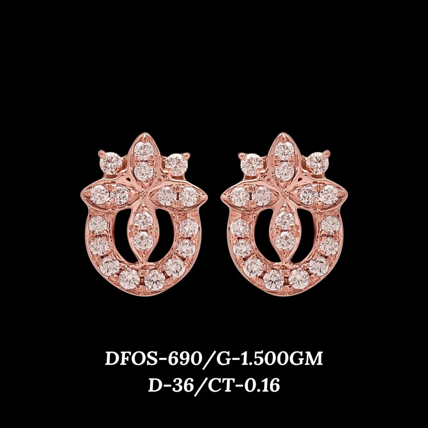 Diamond EARRING With 1.5 Gms of 18 Kt Gold and 0.16 Cts of Certified Natural Diamonds Code: MJ26ER568
