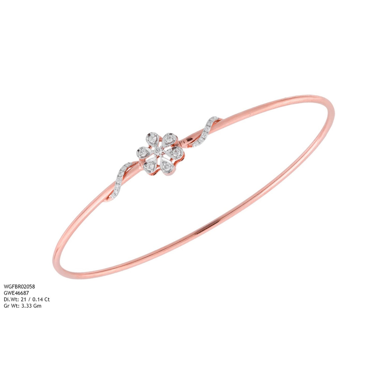 Diamond BANGLE With 3.33 Gms of 18 Kt Gold and 0.14 Cts of Certified Natural Diamonds Code: MJ26BG704