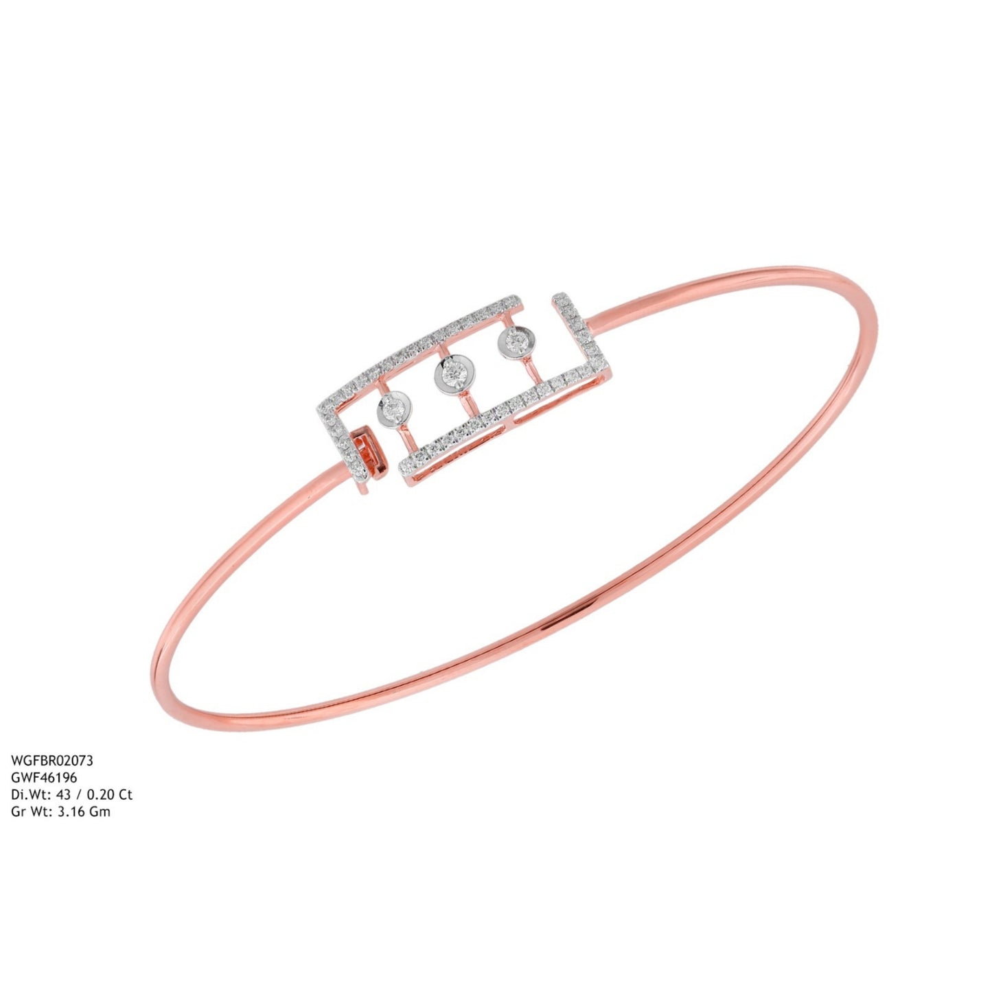 Diamond BANGLE With 3.16 Gms of 18 Kt Gold and 0.2 Cts of Certified Natural Diamonds Code: MJ26BG719