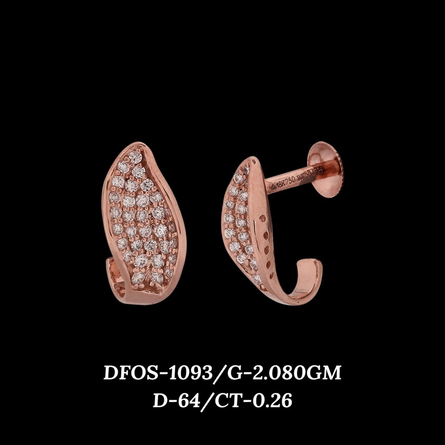Diamond EARRING With 2.08 Gms of 18 Kt Gold and 0.26 Cts of Certified Natural Diamonds Code: MJ26ER161