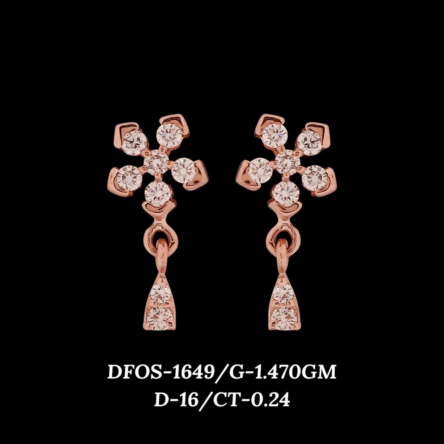 Diamond EARRING With 1.47 Gms of 18 Kt Gold and 0.24 Cts of Certified Natural Diamonds Code: MJ26ER233