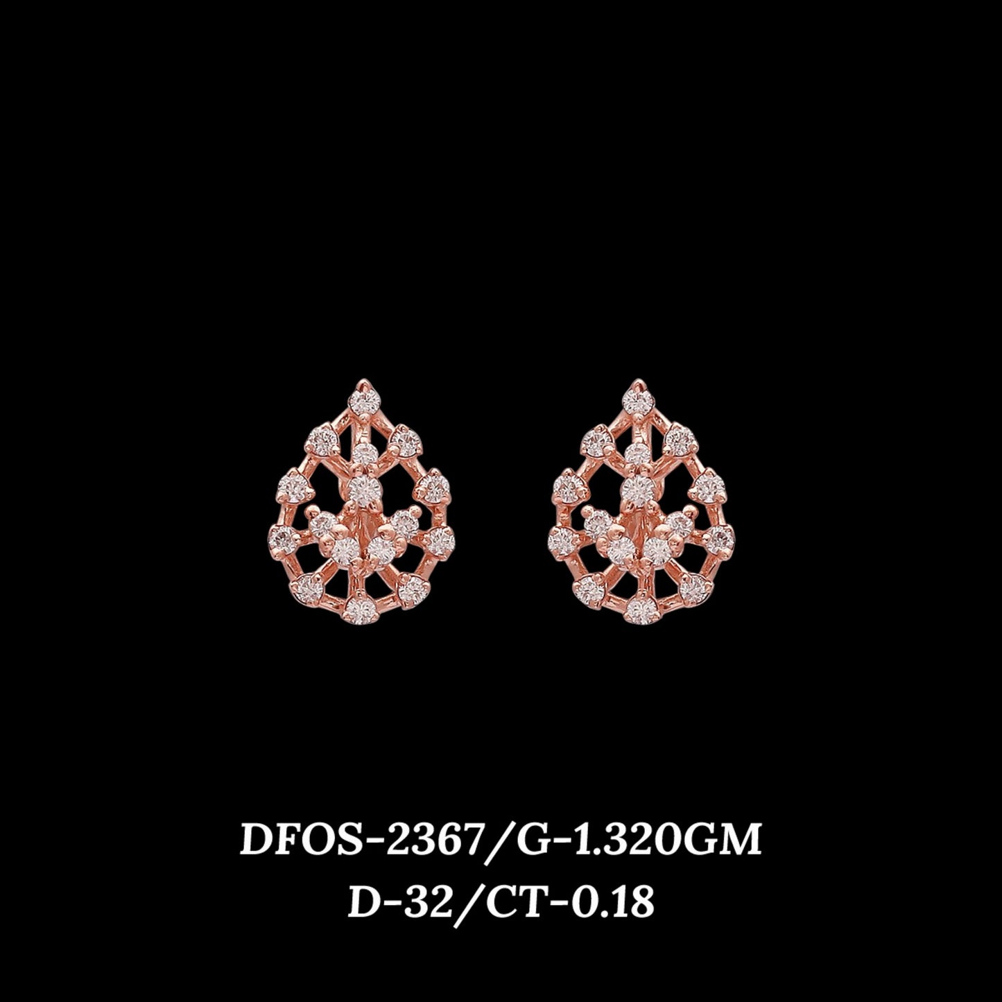 Diamond EARRING With 1.32 Gms of 18 Kt Gold and 0.18 Cts of Certified Natural Diamonds Code: MJ26ER431
