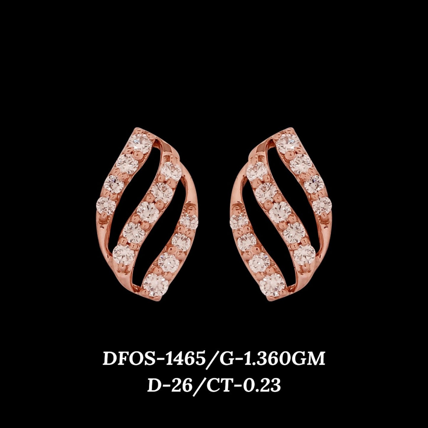 Diamond EARRING With 1.36 Gms of 18 Kt Gold and 0.23 Cts of Certified Natural Diamonds Code: MJ26ER201