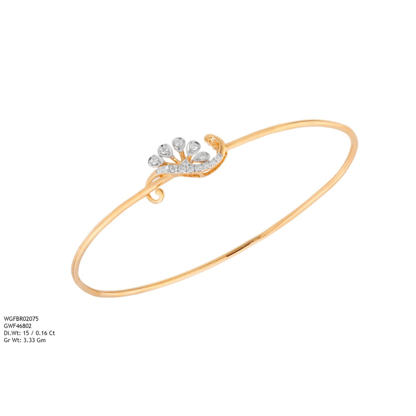 Diamond BANGLE With 3.33 Gms of 18 Kt Gold and 0.16 Cts of Certified Natural Diamonds Code: MJ26BG721