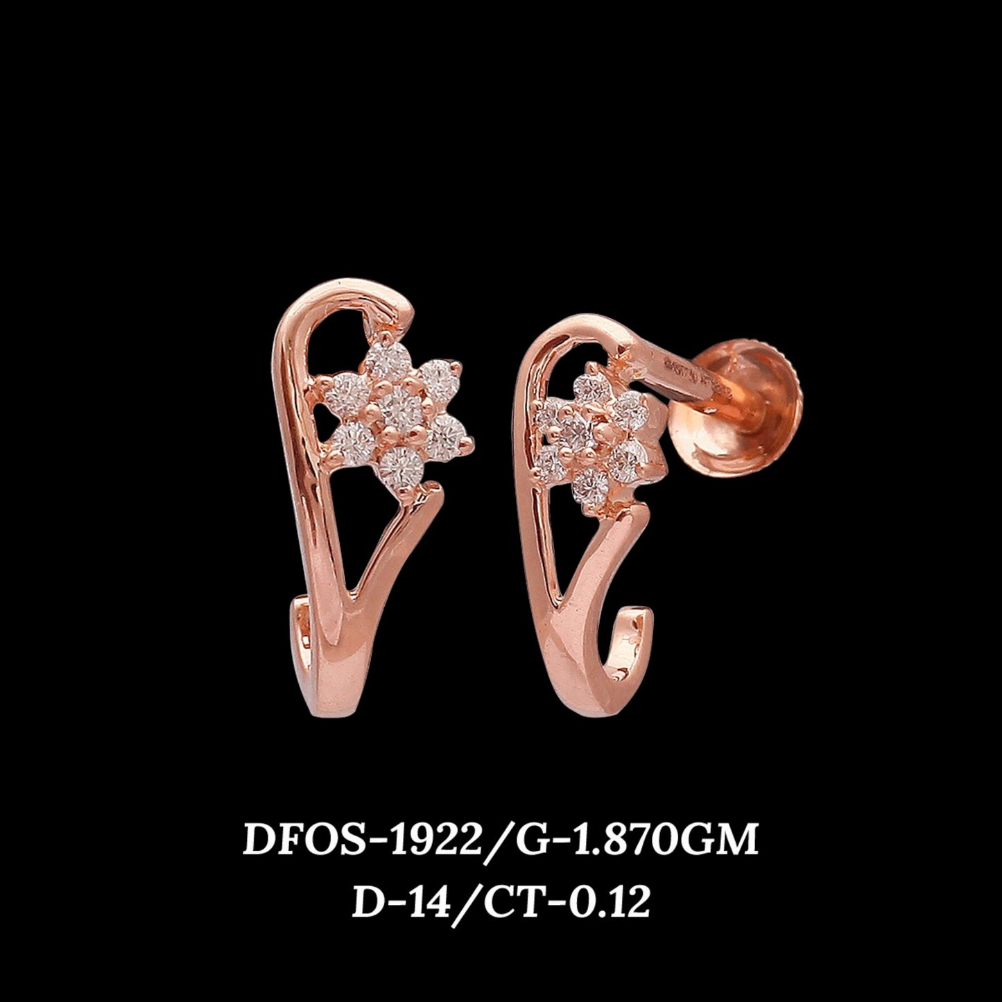 Diamond EARRING With 1.87 Gms of 18 Kt Gold and 0.12 Cts of Certified Natural Diamonds Code: MJ26ER315