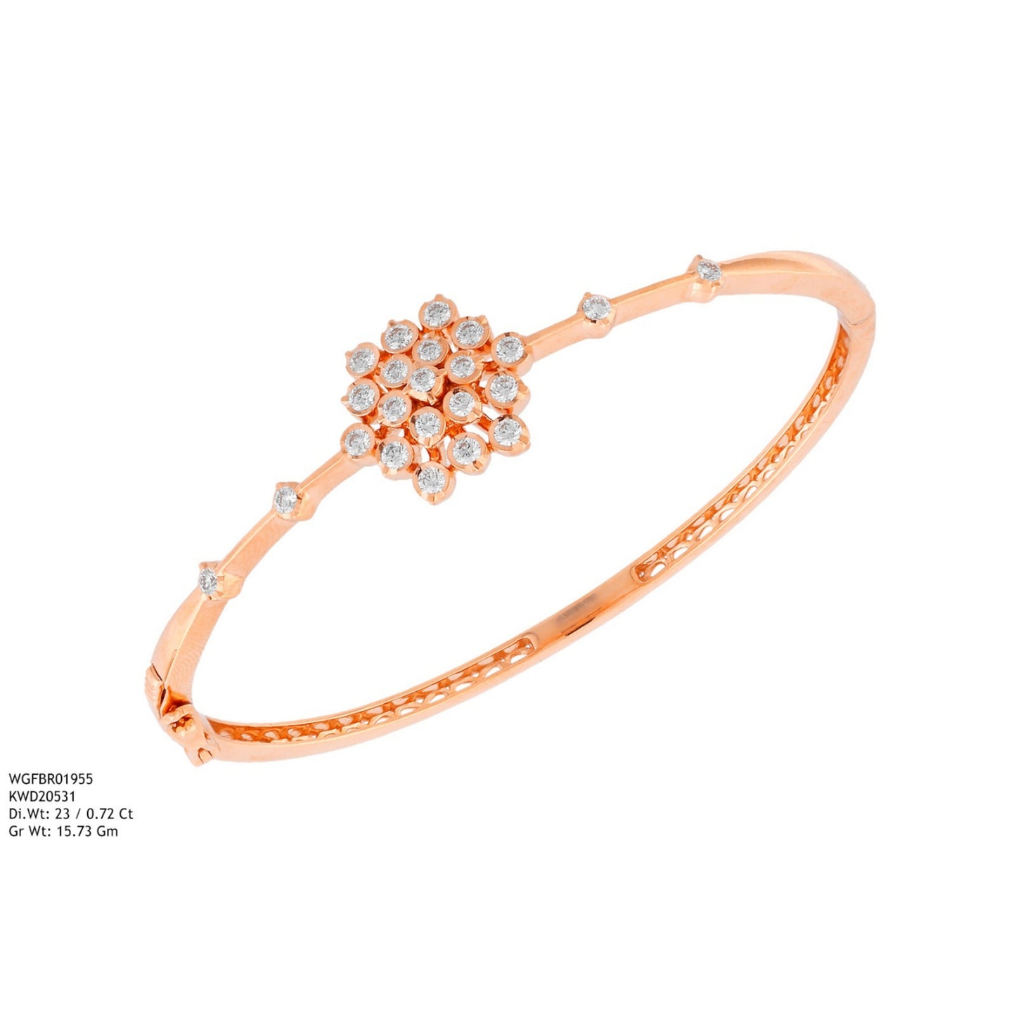 Diamond BANGLE With 15.73 Gms of 18 Kt Gold and 0.72 Cts of Certified Natural Diamonds Code: MJ26BG679