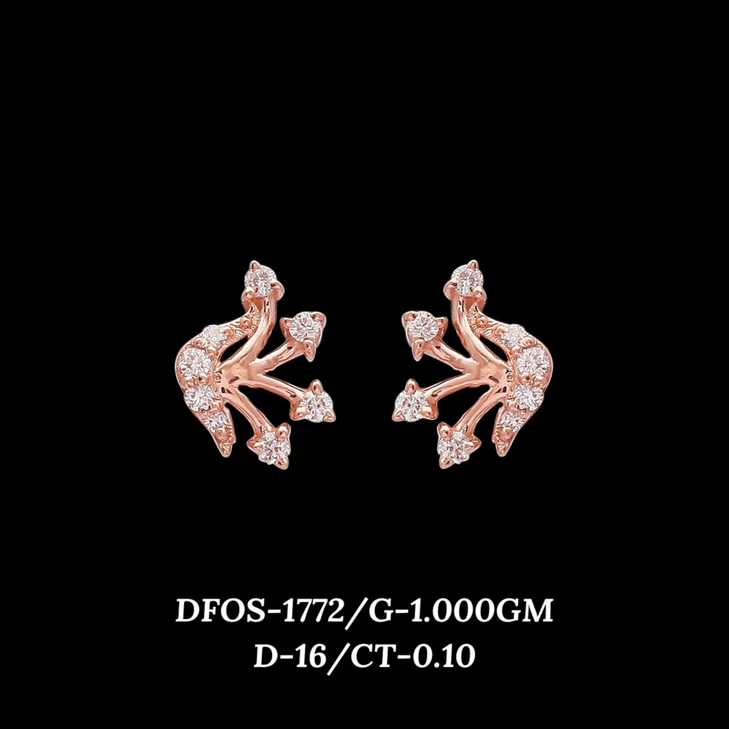 Diamond EARRING With 1 Gms of 18 Kt Gold and 0.1 Cts of Certified Natural Diamonds Code: MJ26ER264
