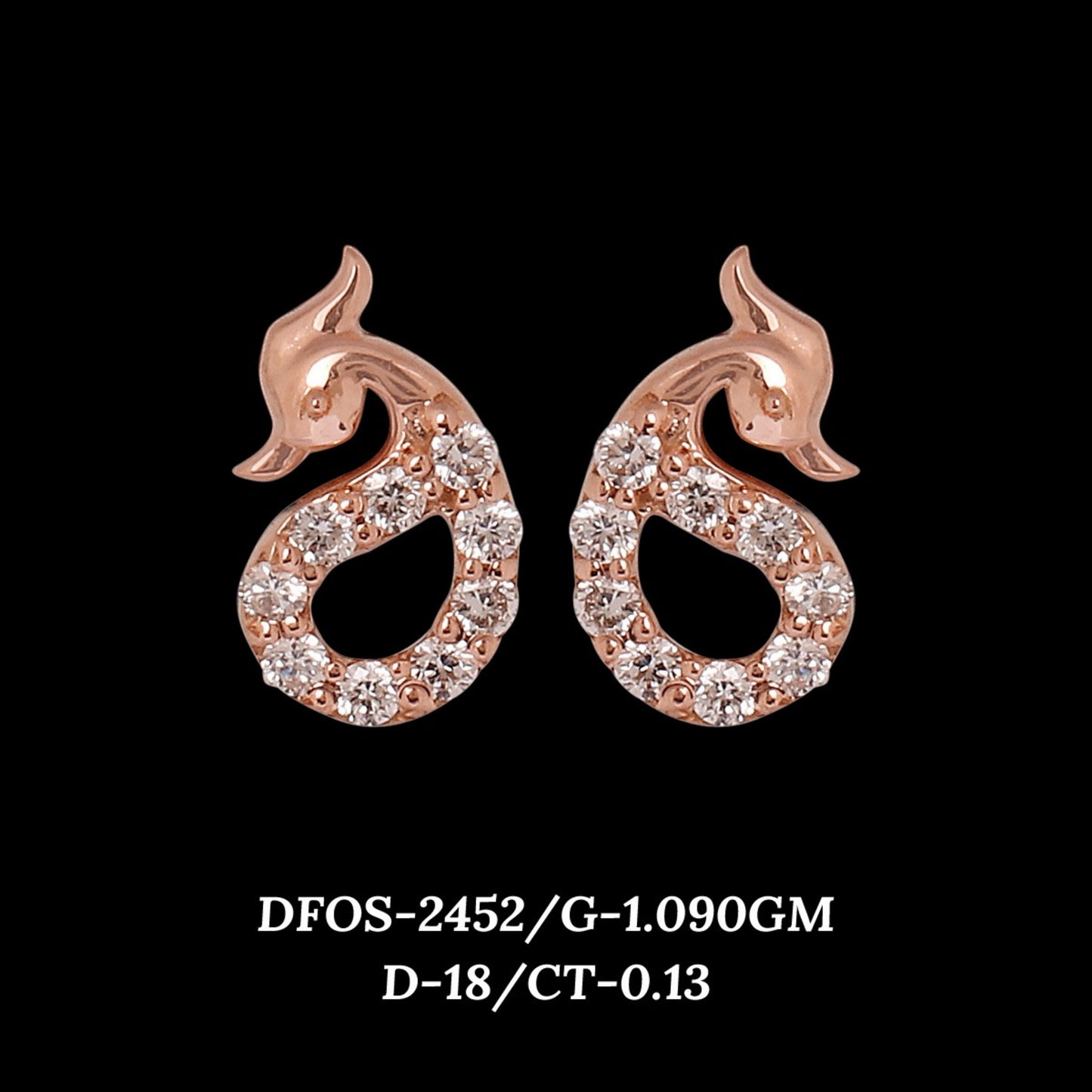 Diamond EARRING With 1.09 Gms of 18 Kt Gold and 0.13 Cts of Certified Natural Diamonds Code: MJ26ER458