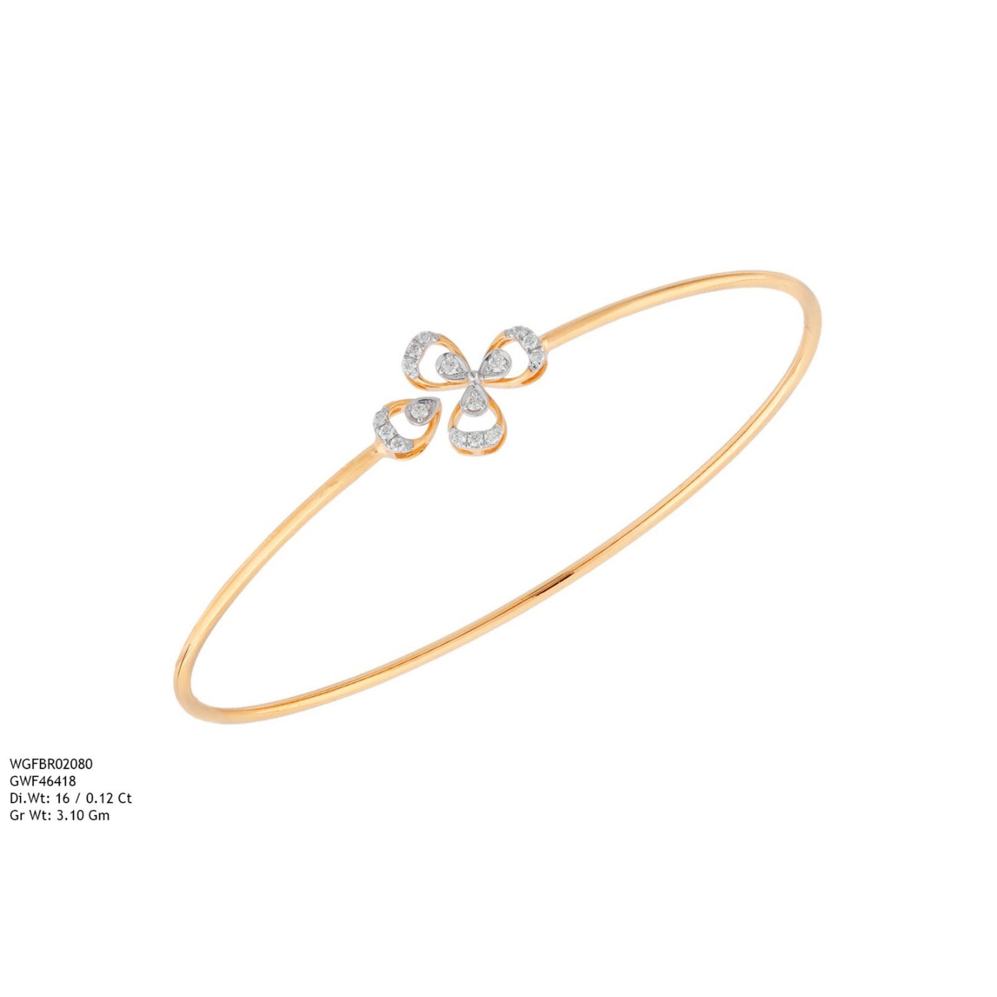 Diamond BANGLE With 3.1 Gms of 18 Kt Gold and 0.12 Cts of Certified Natural Diamonds Code: MJ26BG726