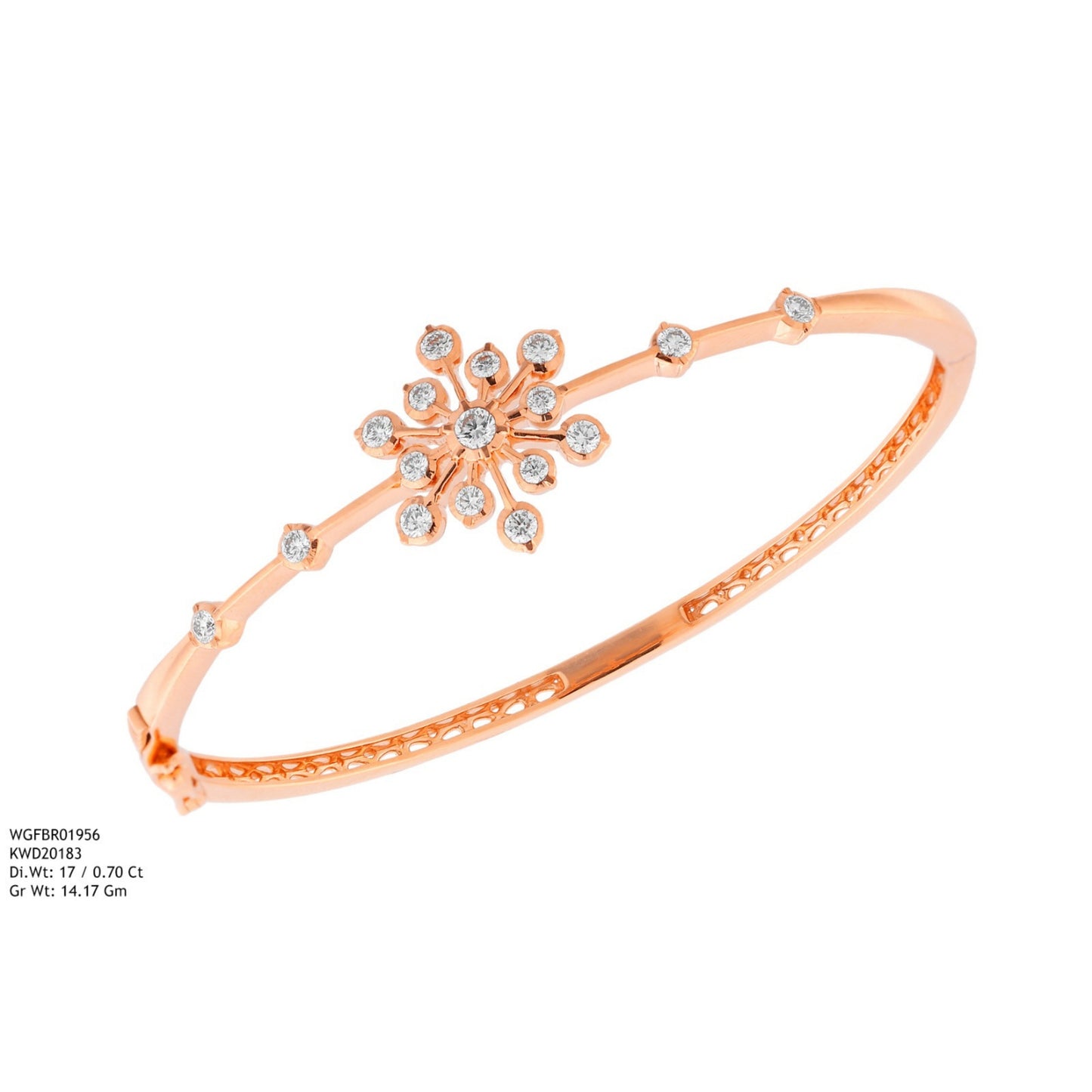 Diamond BANGLE With 14.17 Gms of 18 Kt Gold and 0.7 Cts of Certified Natural Diamonds Code: MJ26BG680