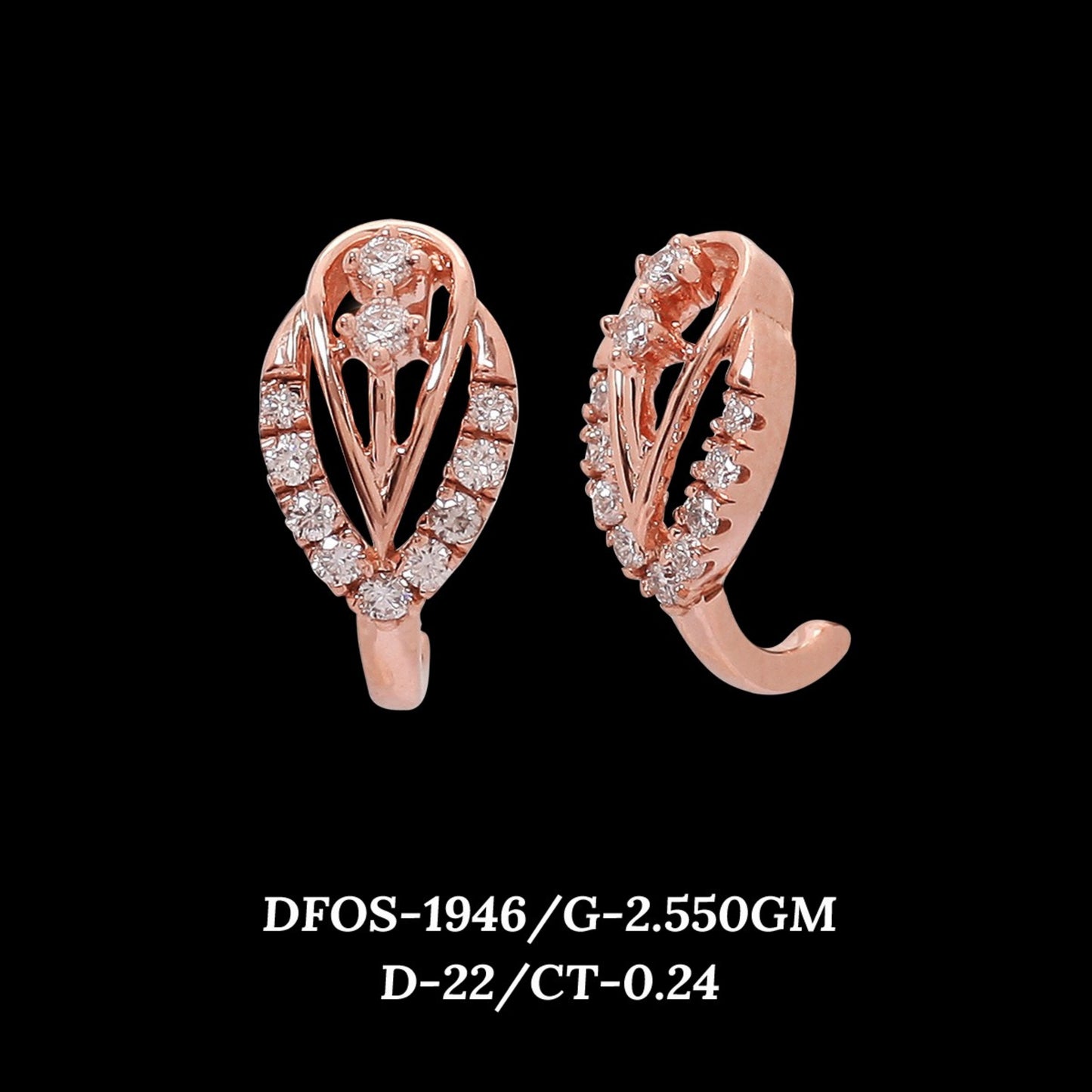 Diamond EARRING With 2.55 Gms of 18 Kt Gold and 0.24 Cts of Certified Natural Diamonds Code: MJ26ER333