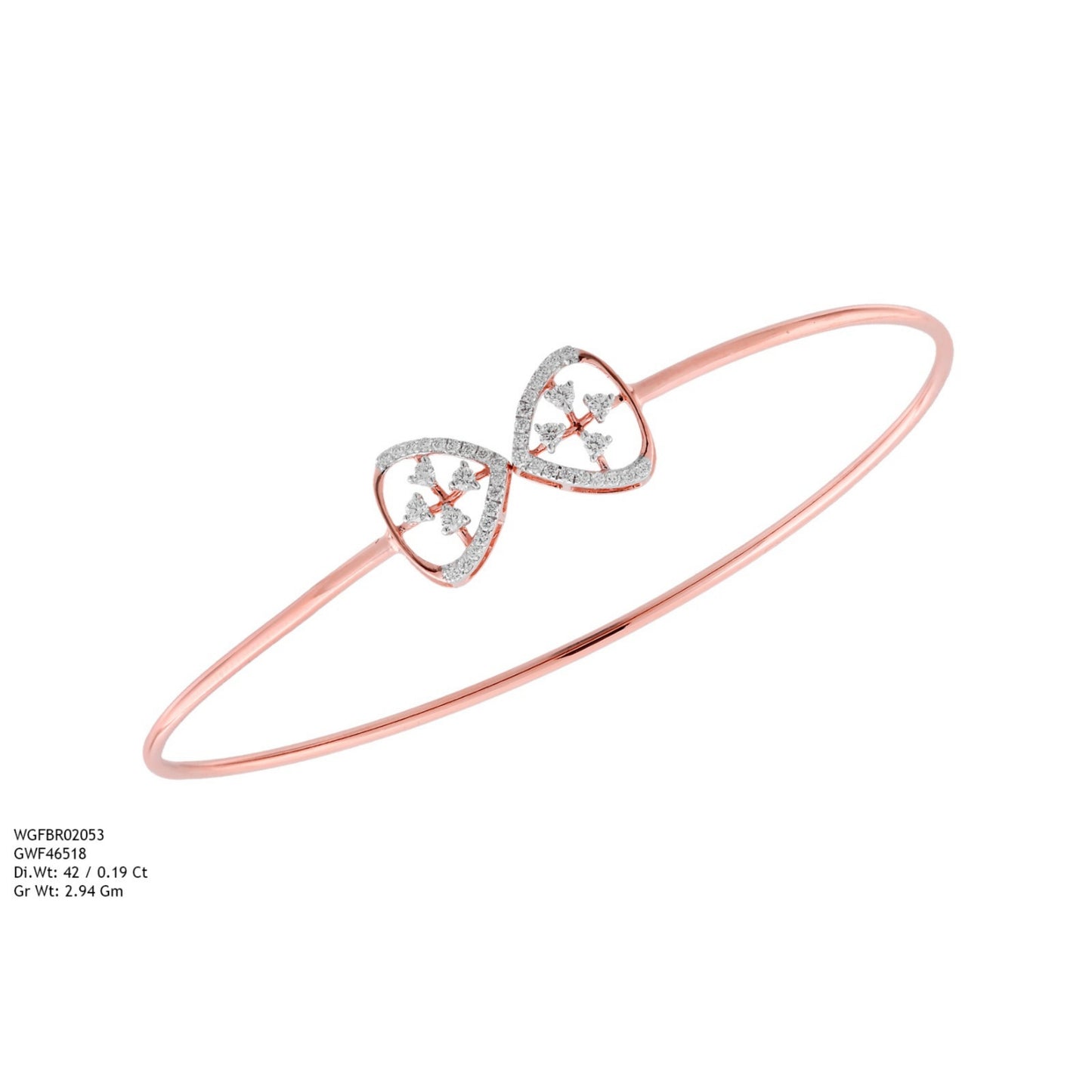 Diamond BANGLE With 2.94 Gms of 18 Kt Gold and 0.19 Cts of Certified Natural Diamonds Code: MJ26BG700