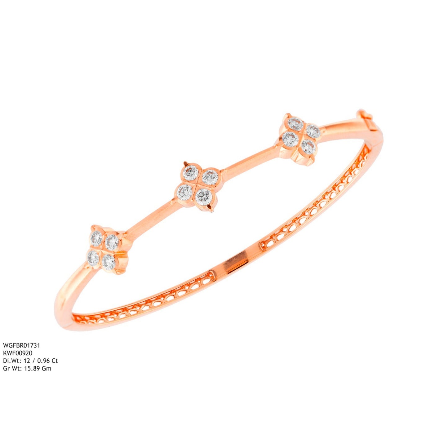 Diamond BANGLE With 15.89 Gms of 18 Kt Gold and 0.96 Cts of Certified Natural Diamonds Code: MJ26BG663
