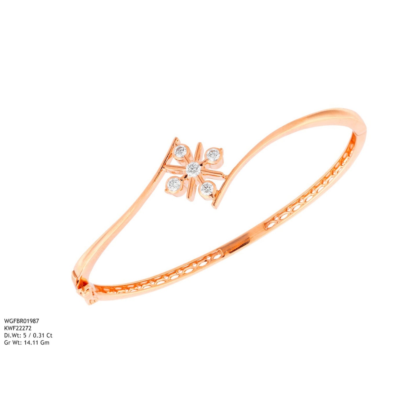 Diamond BANGLE With 14.11 Gms of 18 Kt Gold and 0.31 Cts of Certified Natural Diamonds Code: MJ26BG689