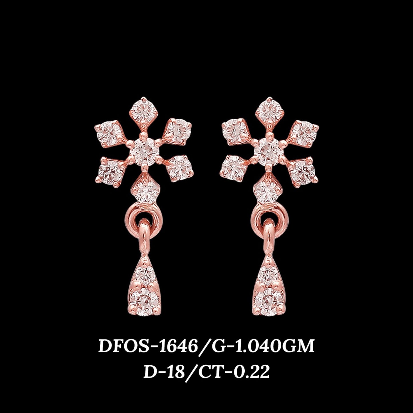 Diamond EARRING With 1.04 Gms of 18 Kt Gold and 0.22 Cts of Certified Natural Diamonds Code: MJ26ER230