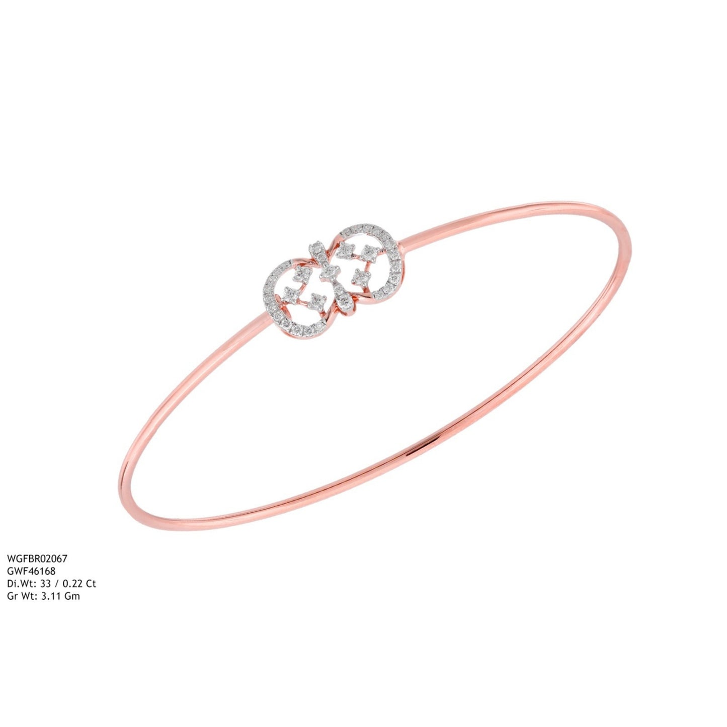Diamond BANGLE With 3.11 Gms of 18 Kt Gold and 0.22 Cts of Certified Natural Diamonds Code: MJ26BG713