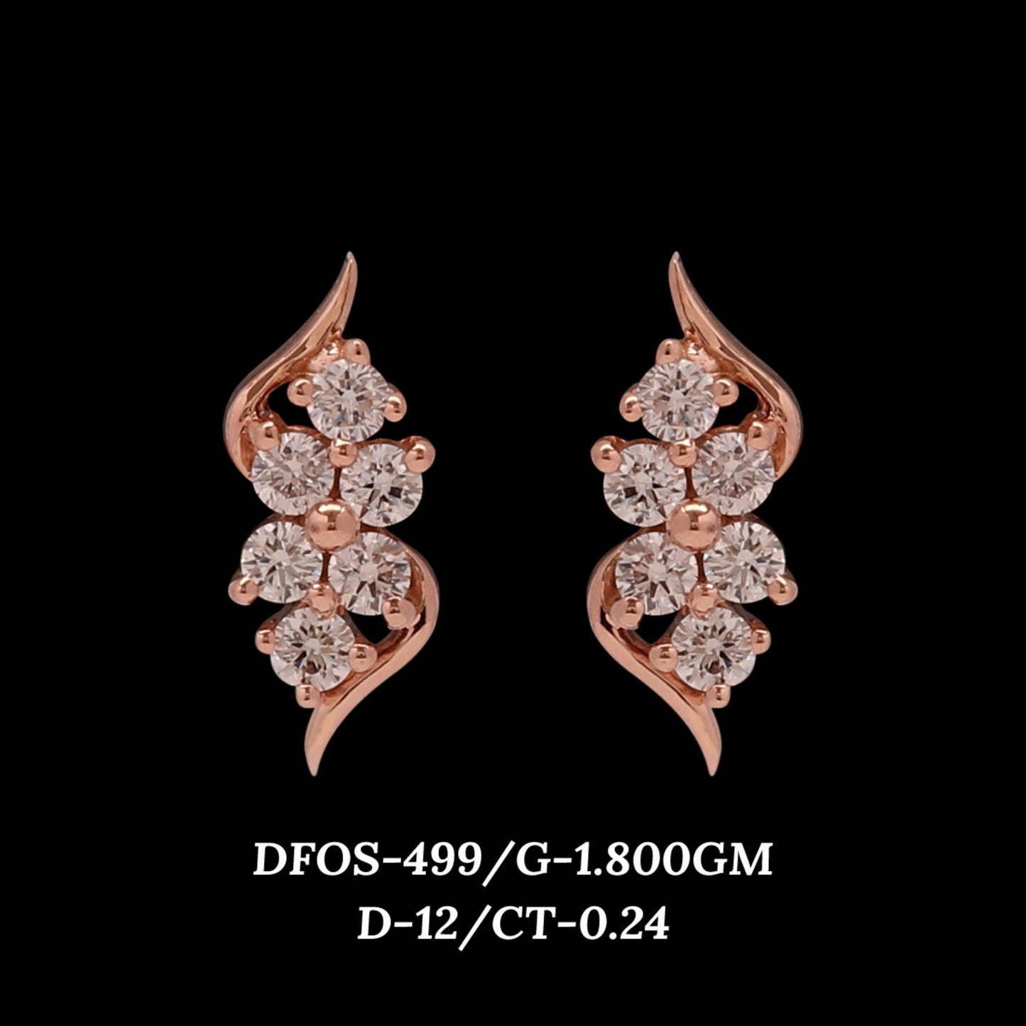 Diamond EARRING With 1.8 Gms of 18 Kt Gold and 0.24 Cts of Certified Natural Diamonds Code: MJ26ER535