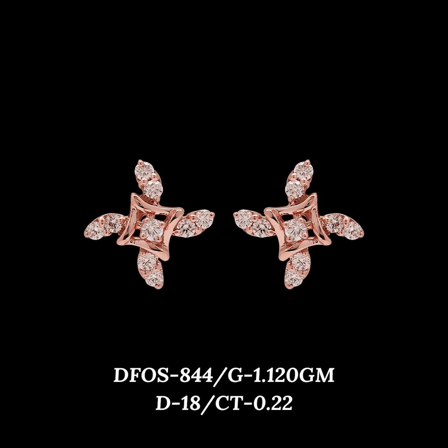 Diamond EARRING With 1.12 Gms of 18 Kt Gold and 0.22 Cts of Certified Natural Diamonds Code: MJ26ER606