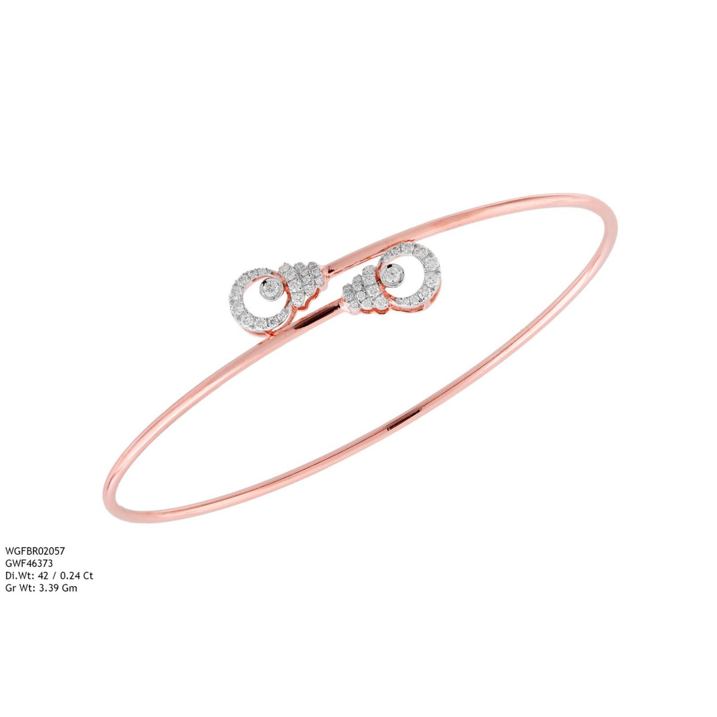 Diamond BANGLE With 3.39 Gms of 18 Kt Gold and 0.24 Cts of Certified Natural Diamonds Code: MJ26BG703
