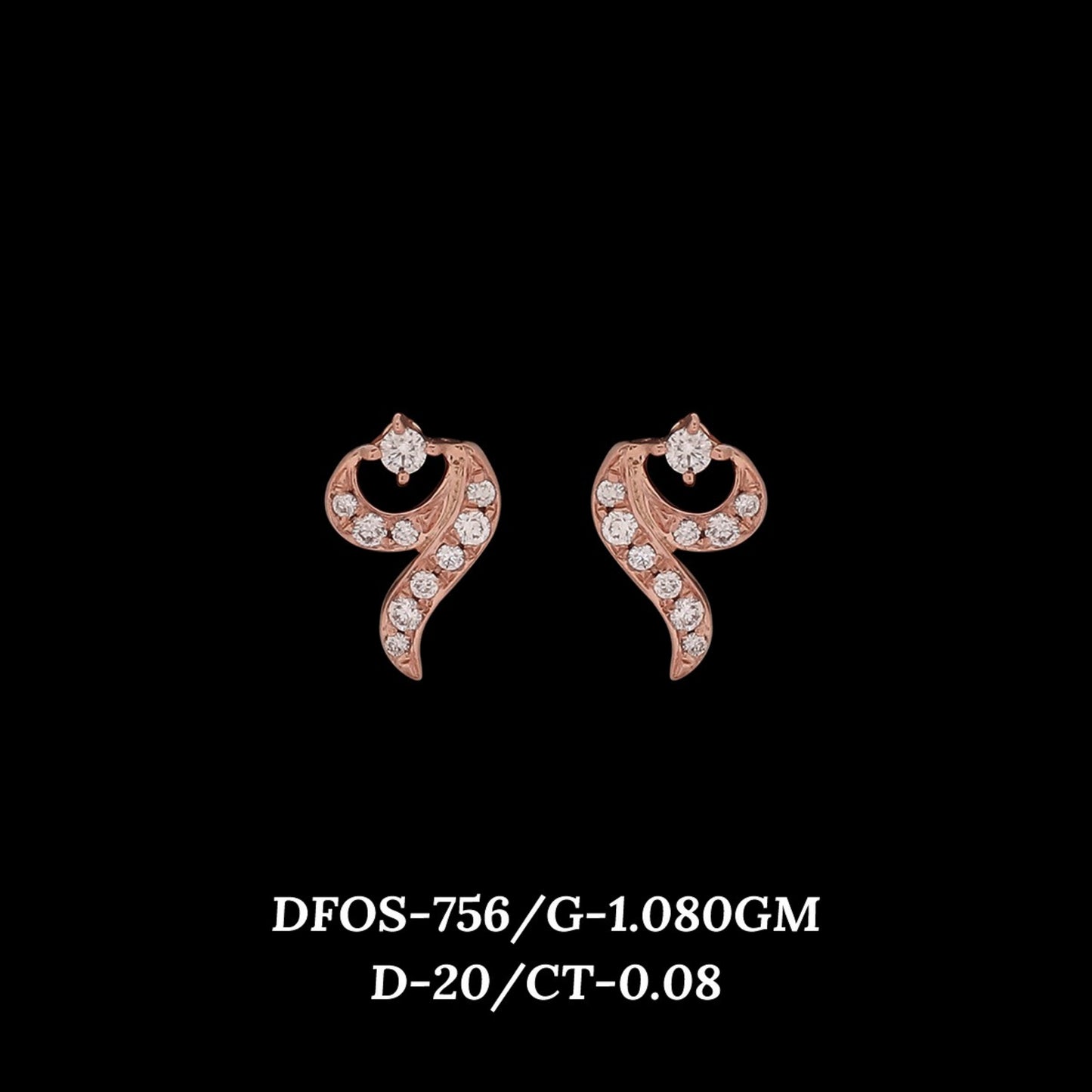 Diamond EARRING With 1.08 Gms of 18 Kt Gold and 0.08 Cts of Certified Natural Diamonds Code: MJ26ER594