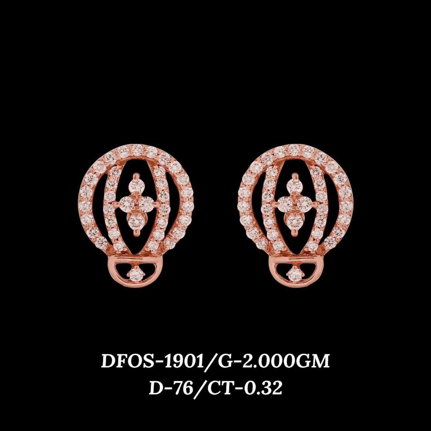 Diamond EARRING With 2 Gms of 18 Kt Gold and 0.32 Cts of Certified Natural Diamonds Code: MJ26ER303