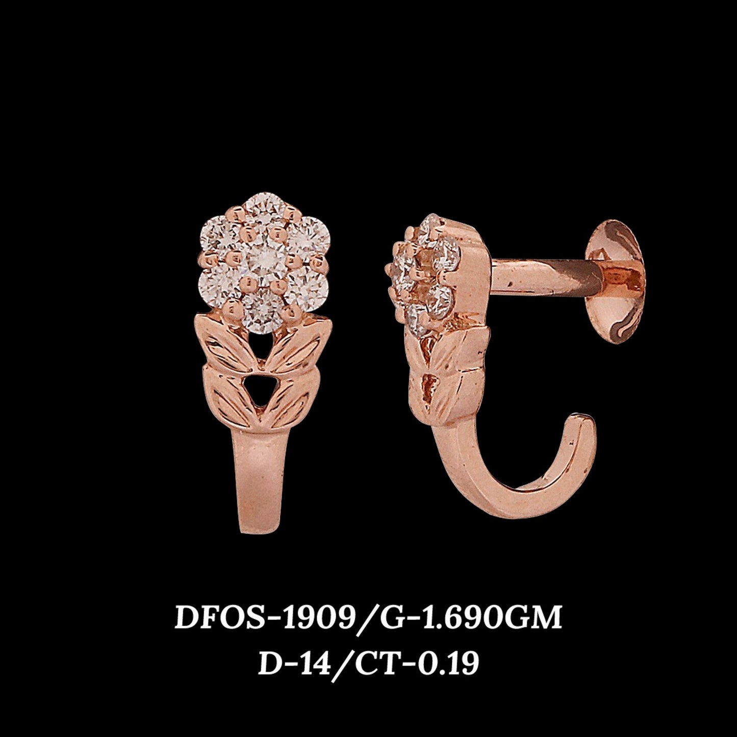 Diamond EARRING With 1.69 Gms of 18 Kt Gold and 0.19 Cts of Certified Natural Diamonds Code: MJ26ER306
