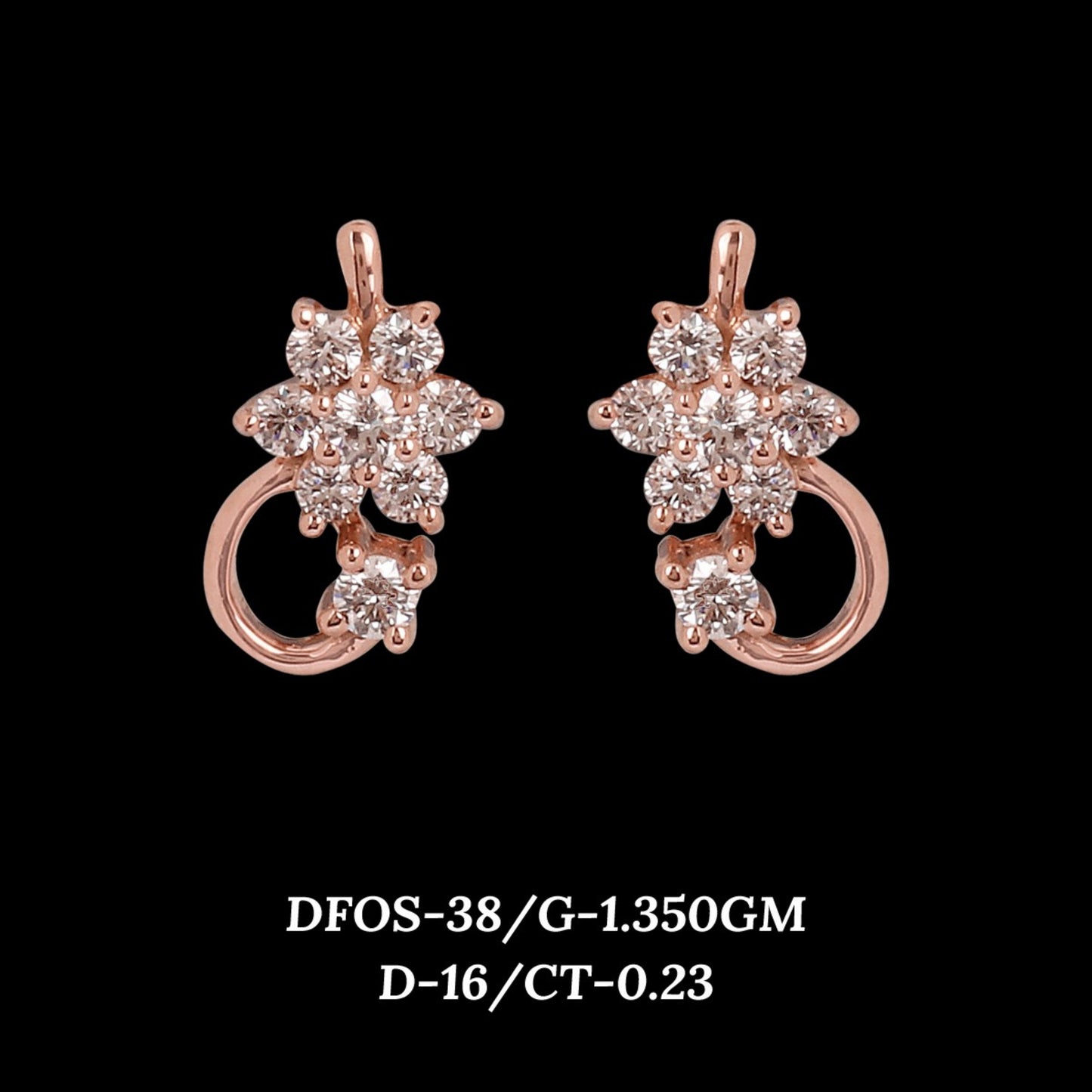 Diamond EARRING With 1.35 Gms of 18 Kt Gold and 0.23 Cts of Certified Natural Diamonds Code: MJ26ER510