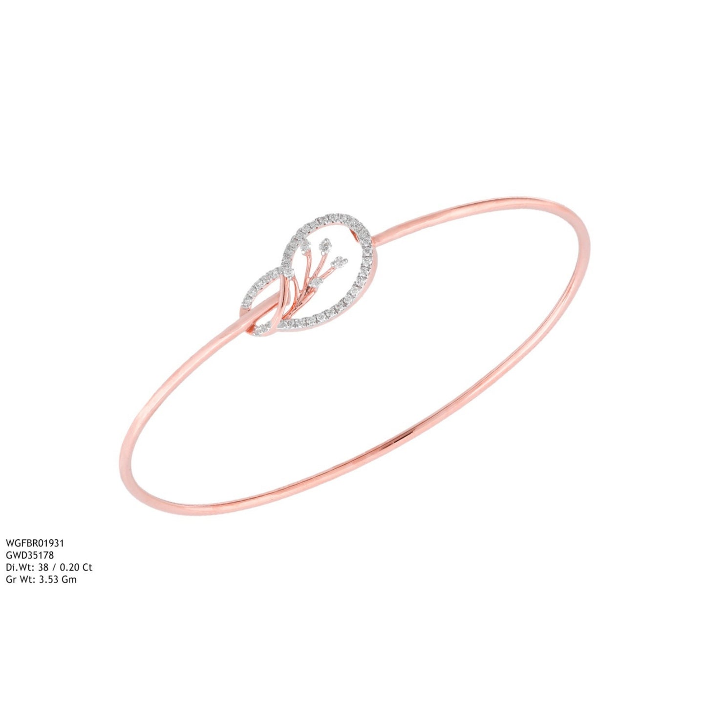 Diamond BANGLE With 3.53 Gms of 18 Kt Gold and 0.2 Cts of Certified Natural Diamonds Code: MJ26BG669