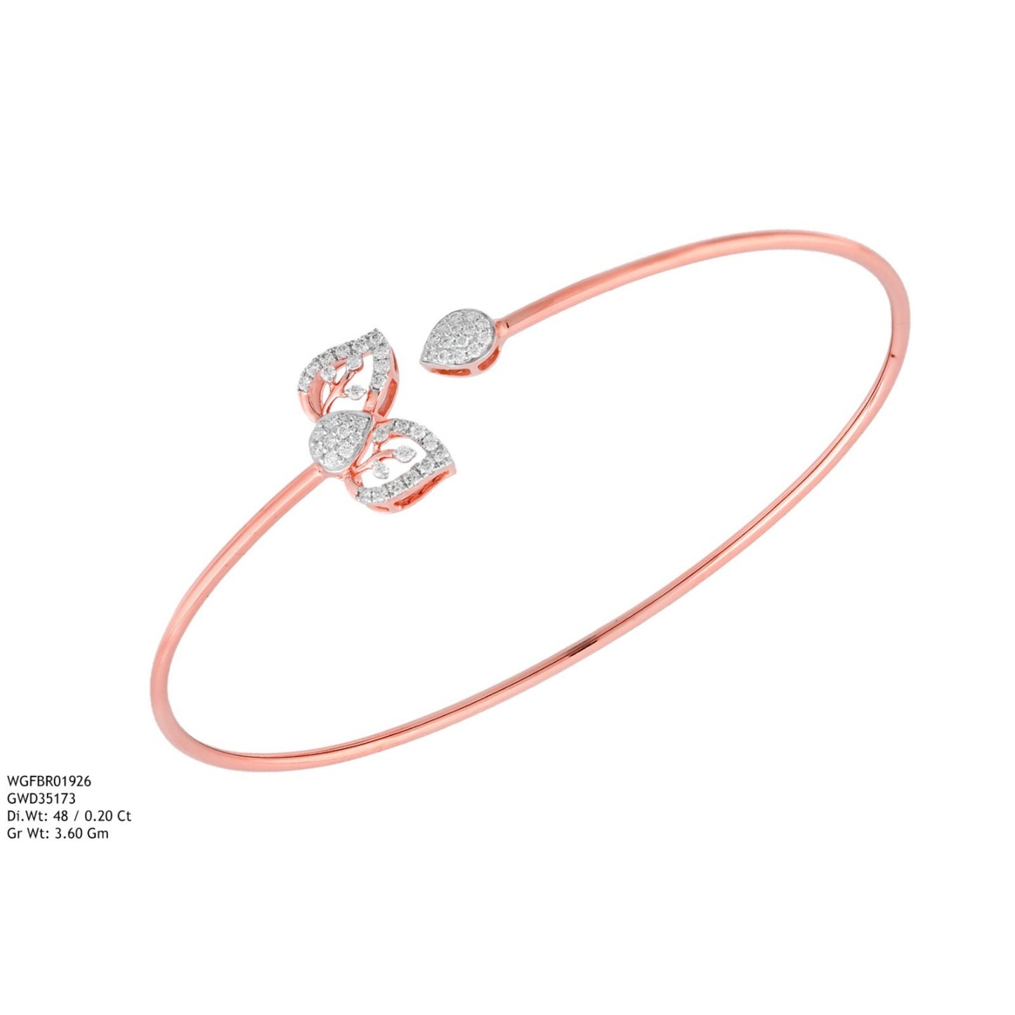 Diamond BANGLE With 3.6 Gms of 18 Kt Gold and 0.2 Cts of Certified Natural Diamonds Code: MJ26BG665