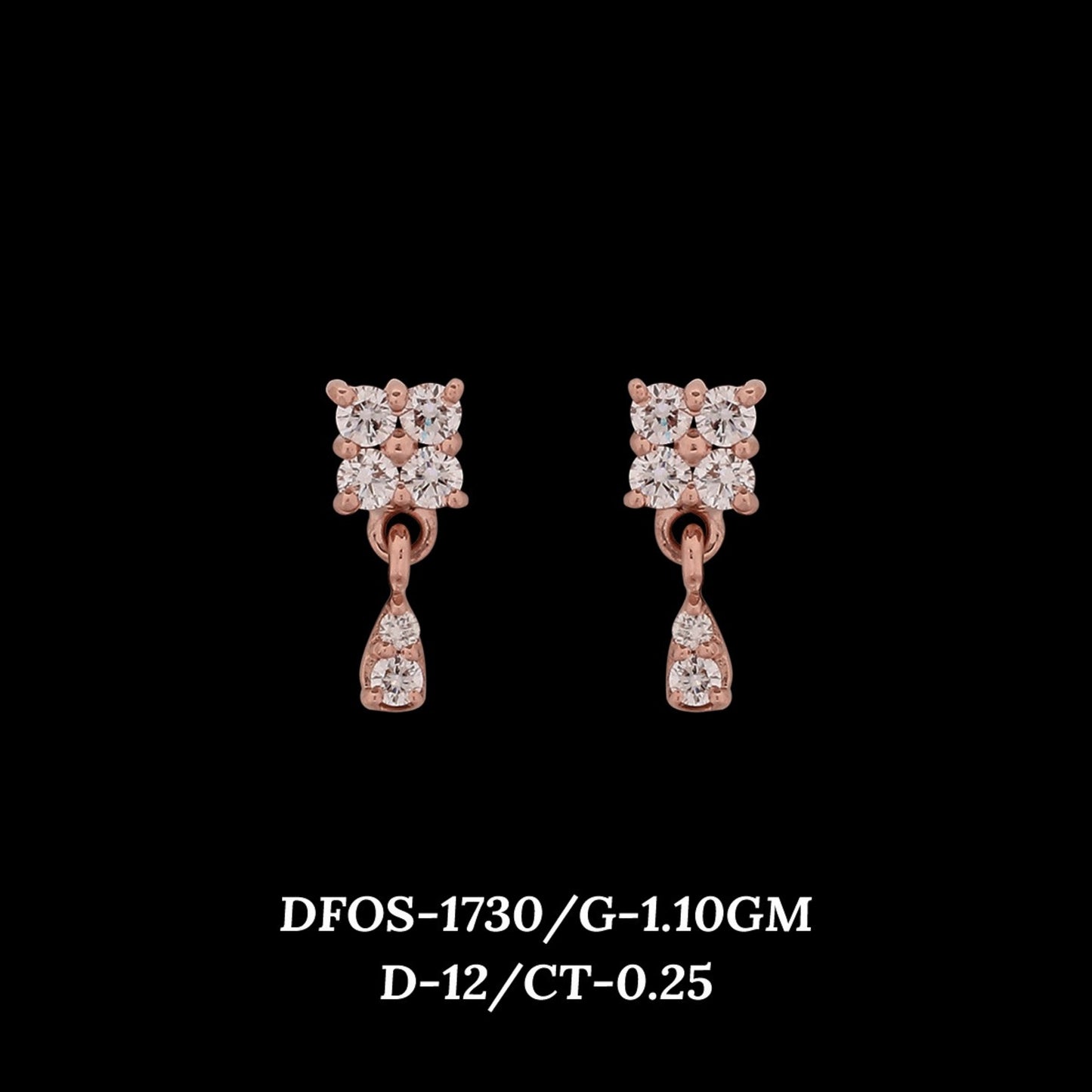 Diamond EARRING With 1.1 Gms of 18 Kt Gold and 0.25 Cts of Certified Natural Diamonds Code: MJ26ER249