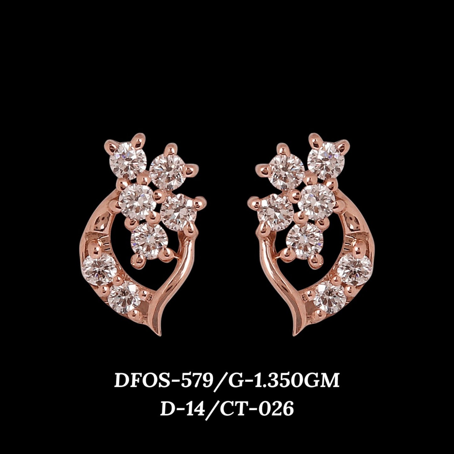 Diamond EARRING With 1.35 Gms of 18 Kt Gold and 0.26 Cts of Certified Natural Diamonds Code: MJ26ER556
