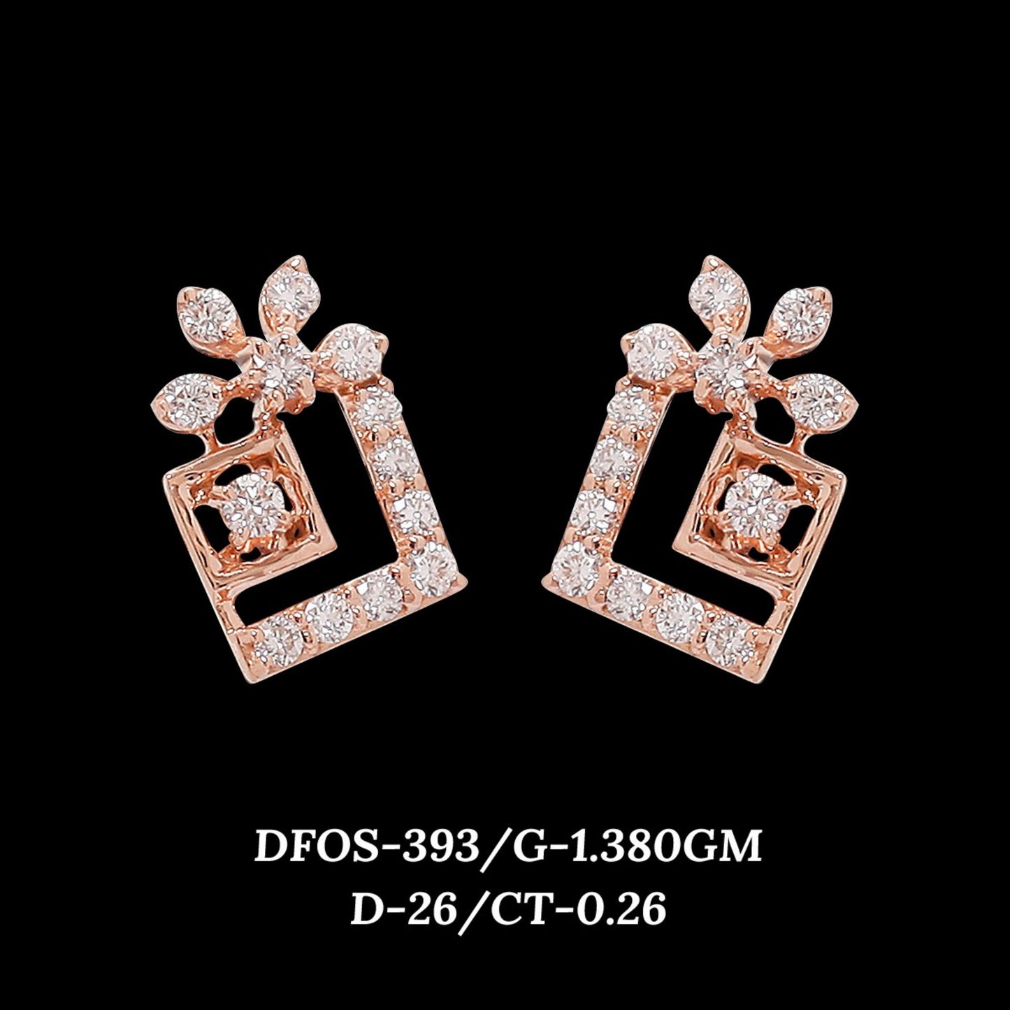 Diamond EARRING With 1.38 Gms of 18 Kt Gold and 0.26 Cts of Certified Natural Diamonds Code: MJ26ER512
