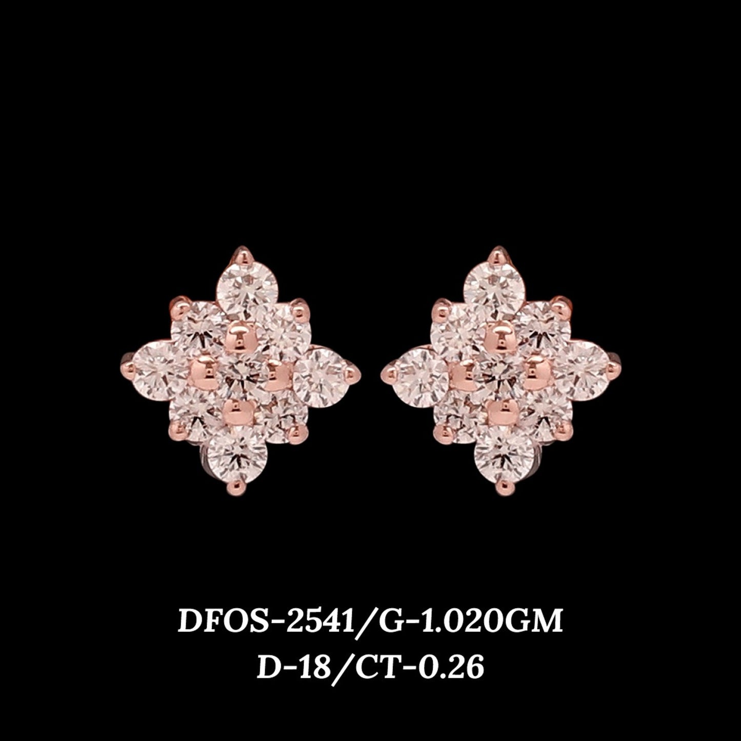 Diamond EARRING With 1.02 Gms of 18 Kt Gold and 0.26 Cts of Certified Natural Diamonds Code: MJ26ER489